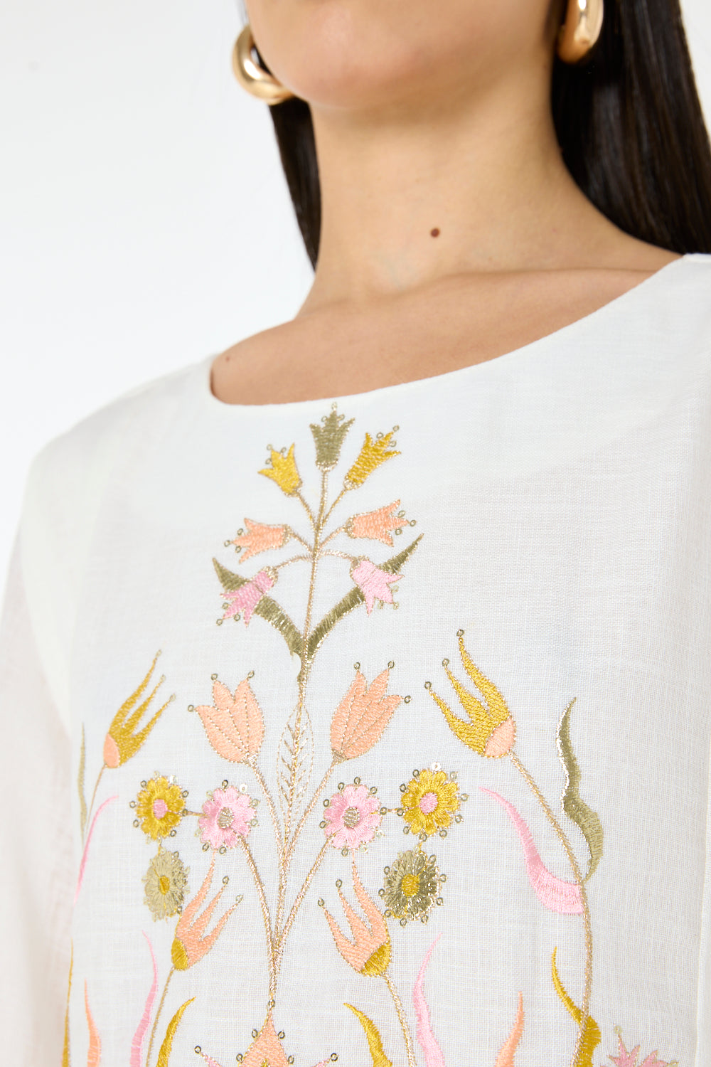Floral Panel Embroidered Jalabiya