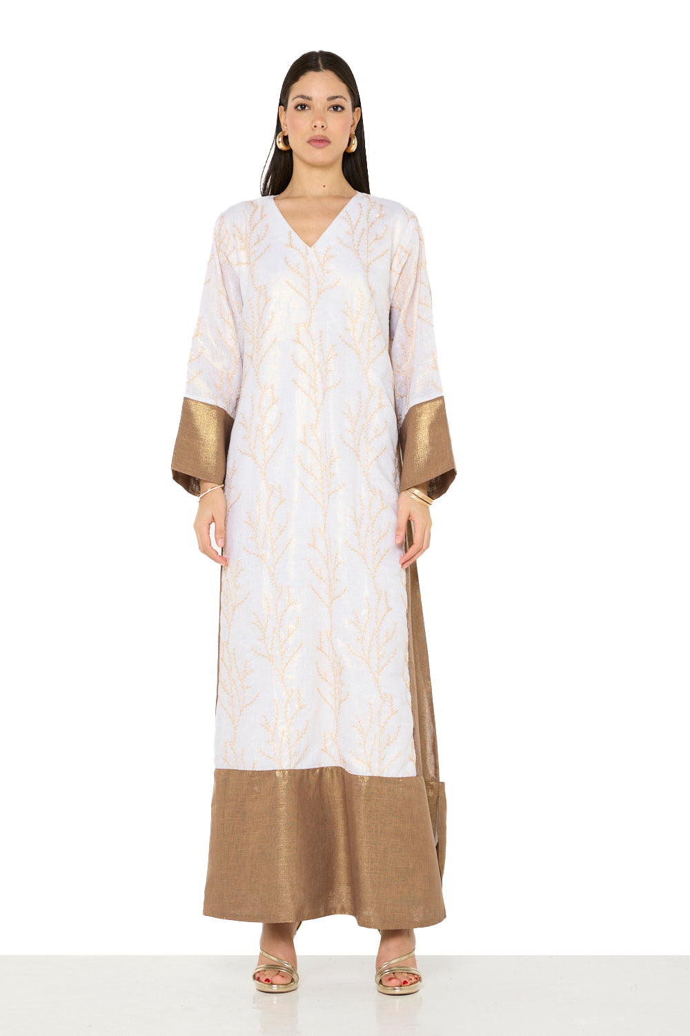 Embroidered Panel Contrast Jalabiya