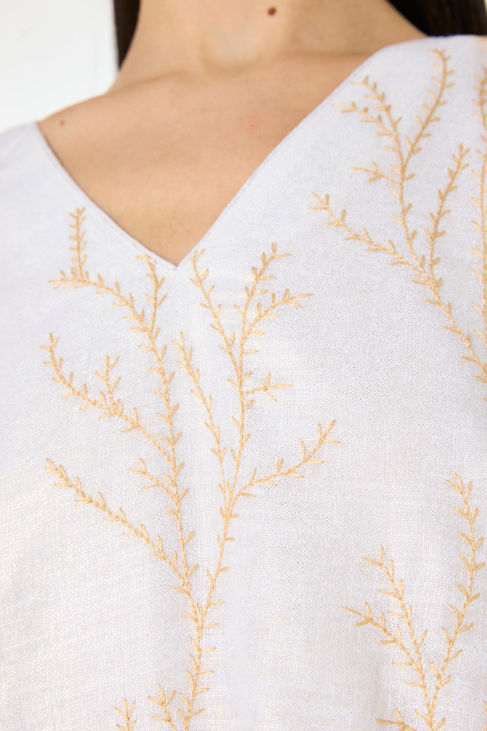 Embroidered Panel Contrast Jalabiya