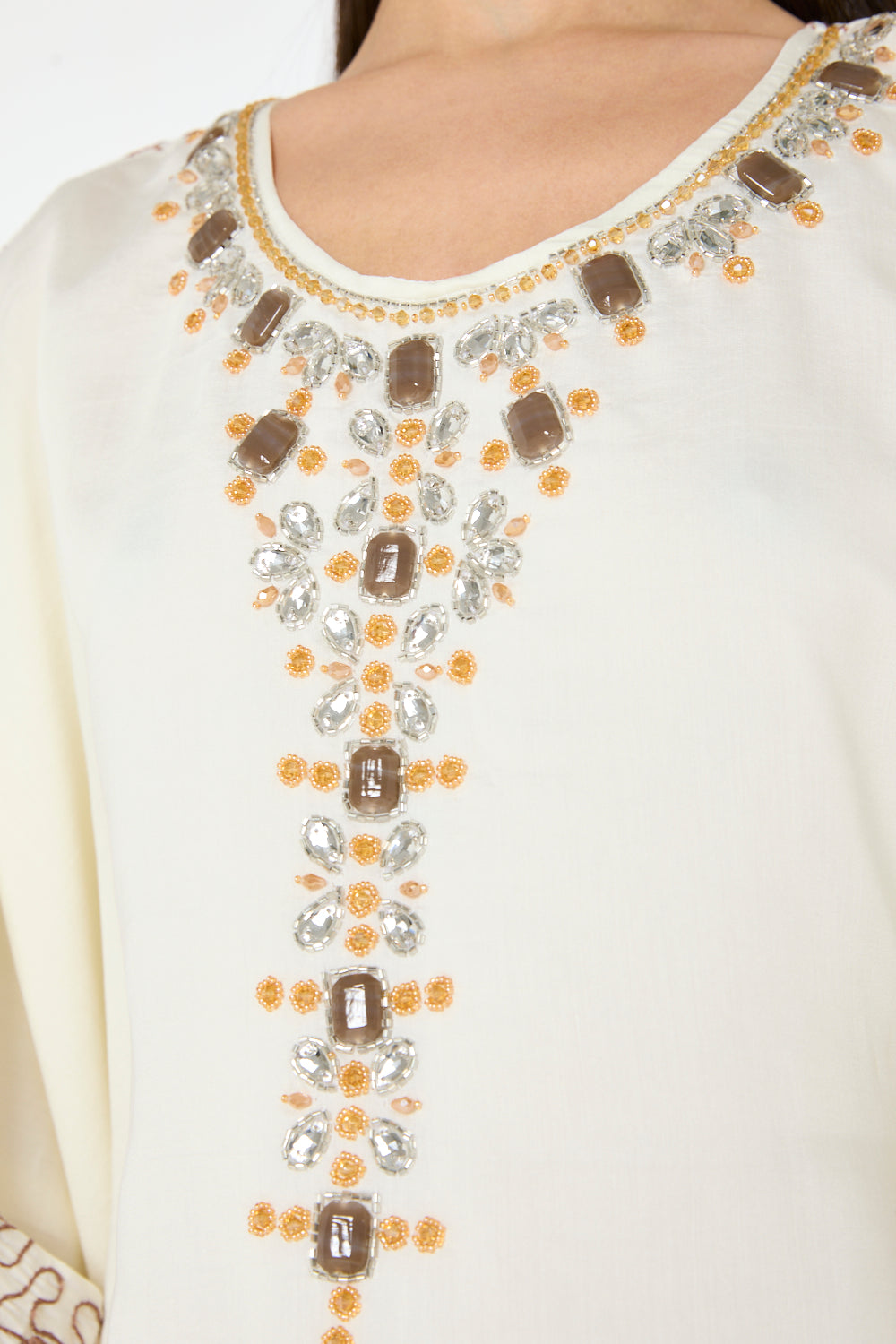 Crystal Embellished Panel Jalabiya