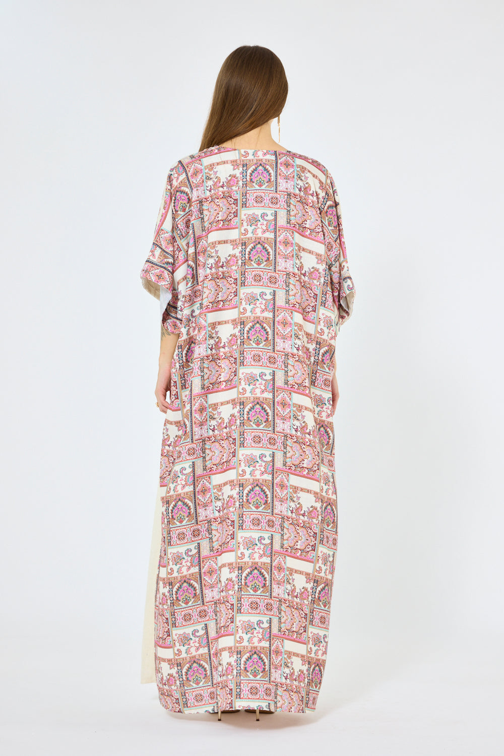 Patchwork Motif Printed Panel Kaftan