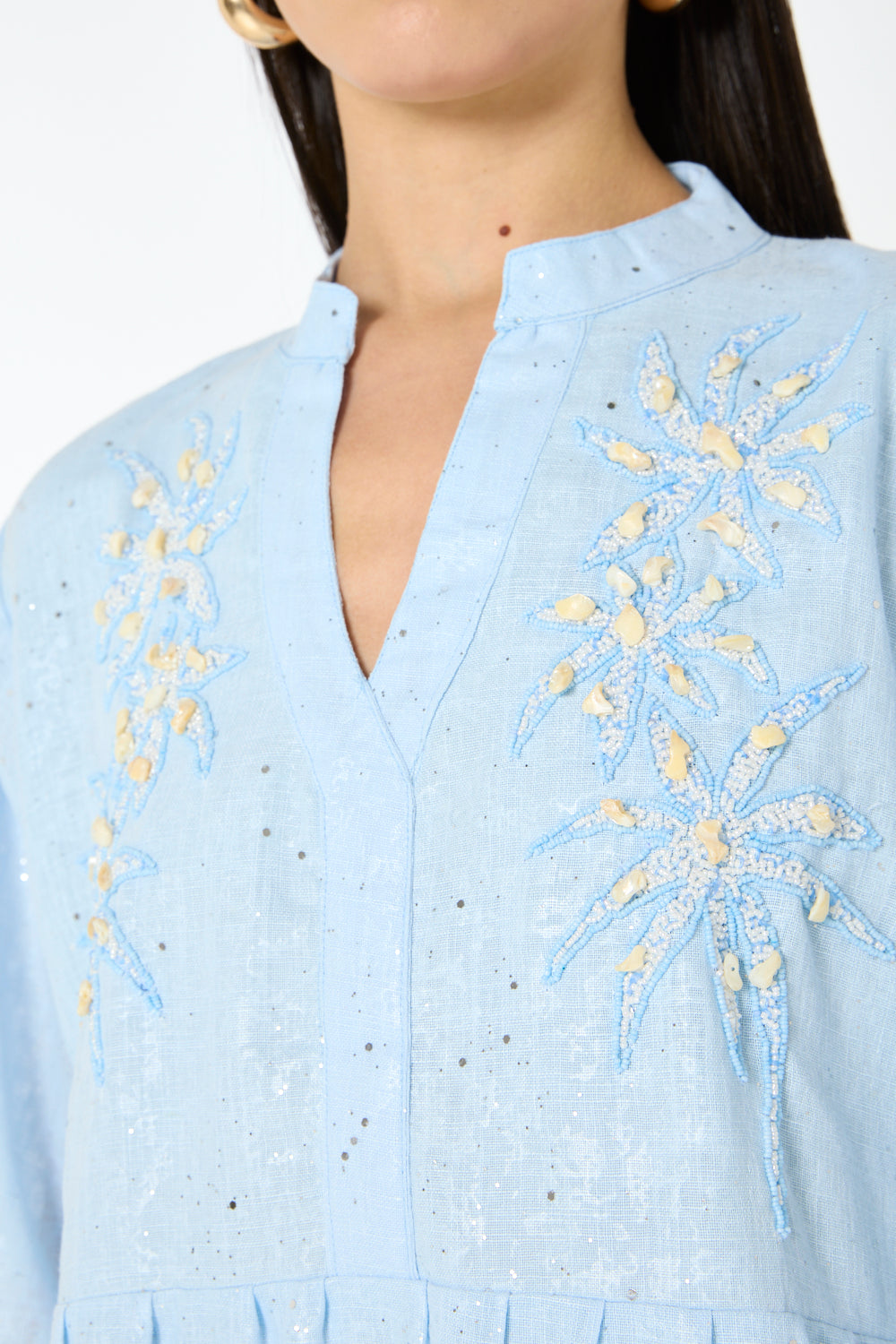 Embroidered Tiered Bell Sleeve Jalabiya