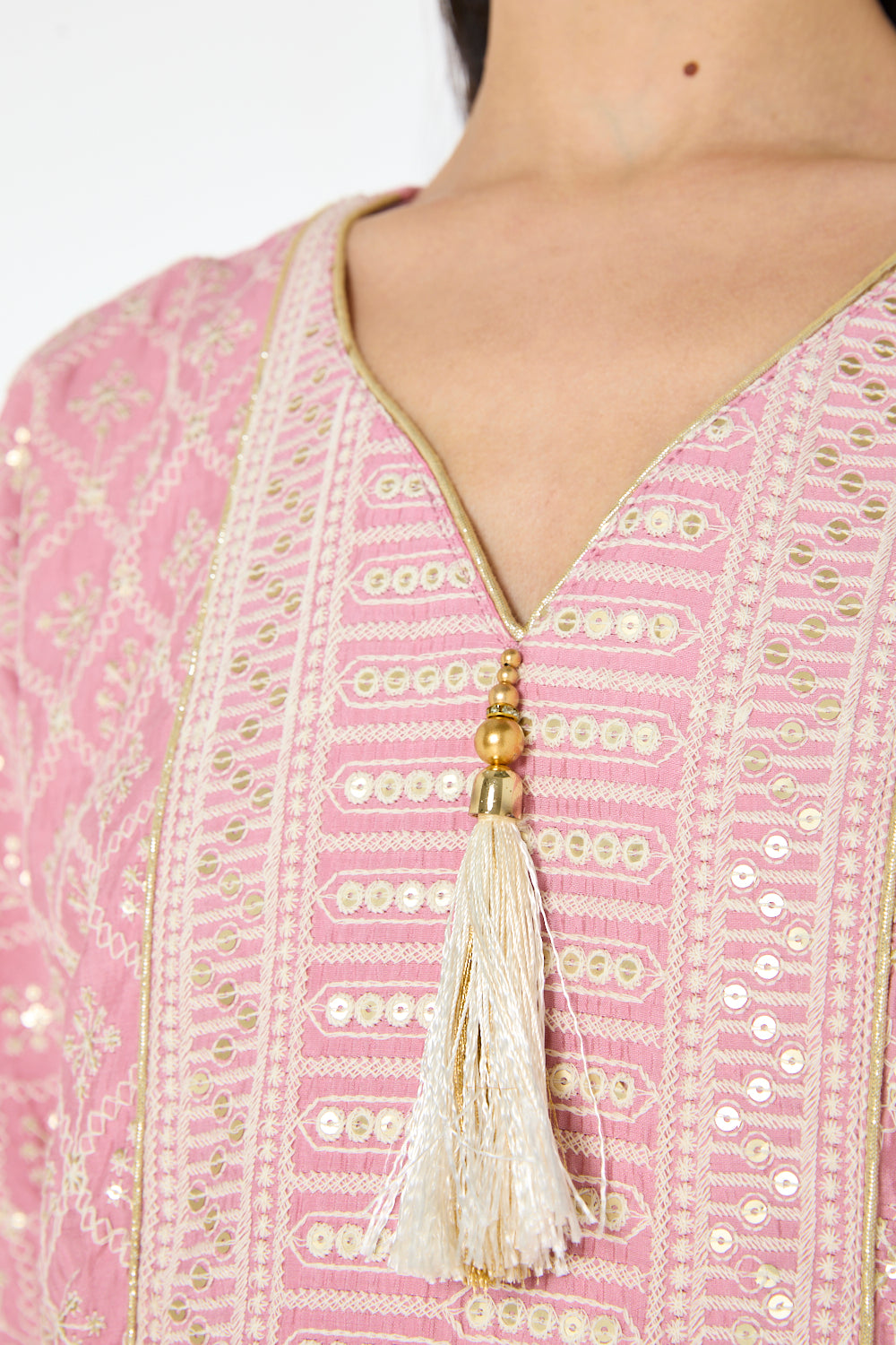 Tassel Front Embroidered Jalabiya
