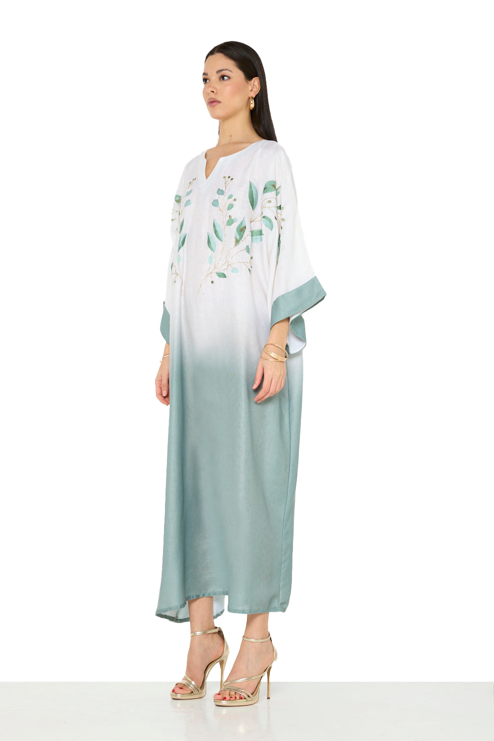 Botanical Embroidered Ombre Jalabiya