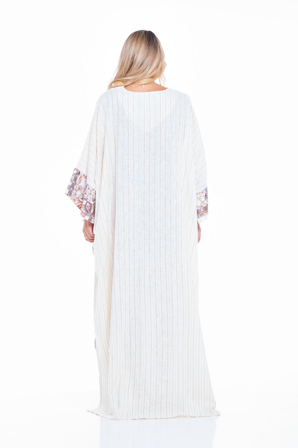 Patchwork Print V-Neck Kaftan