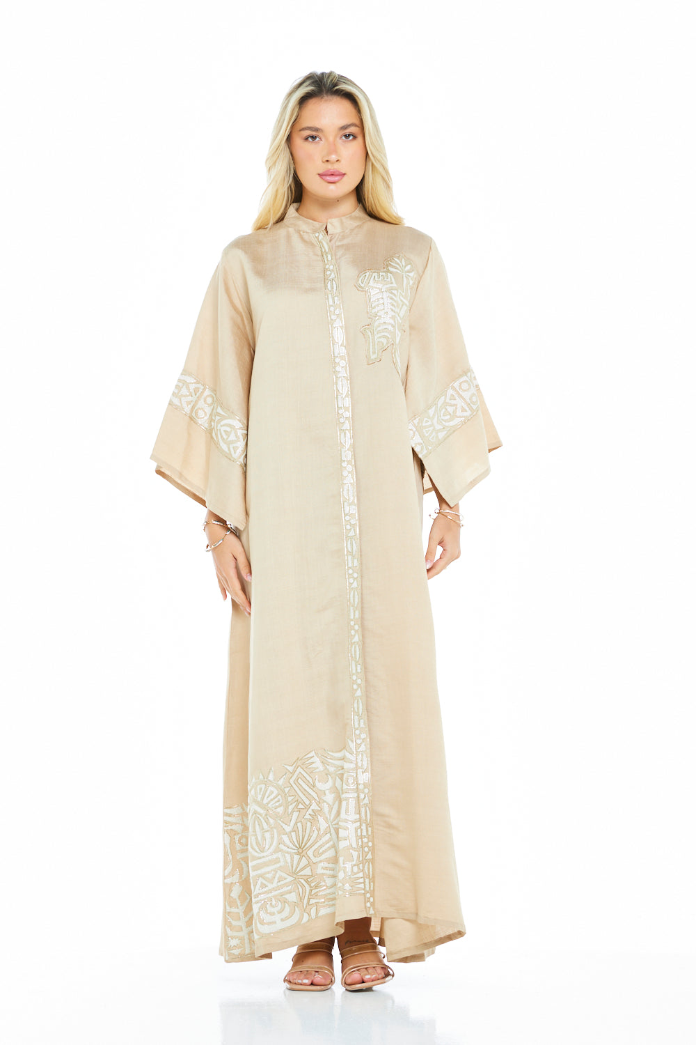 Linear Embroidered Panel Kaftan