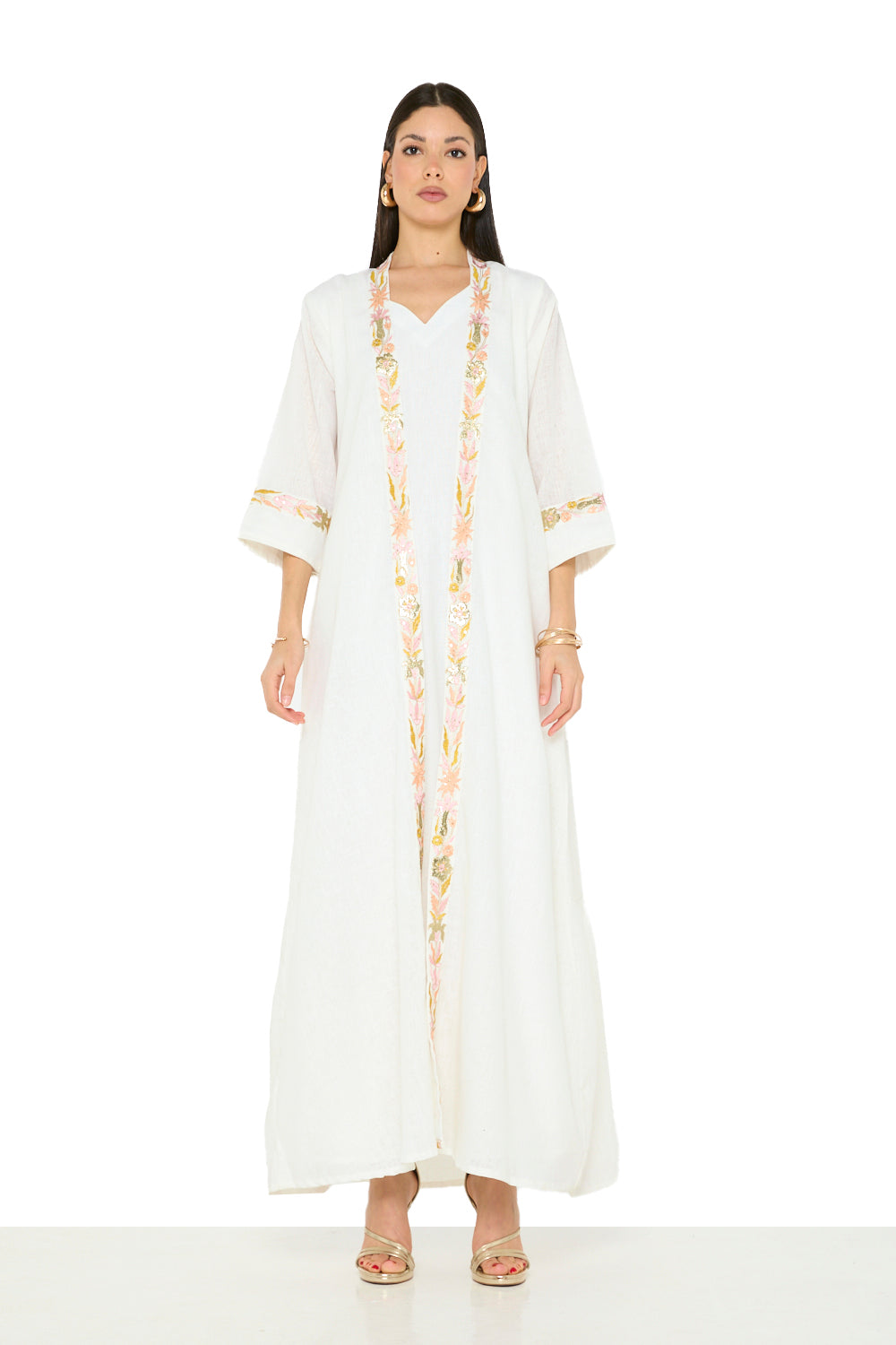 Embroidered Open-Front Jalabiya