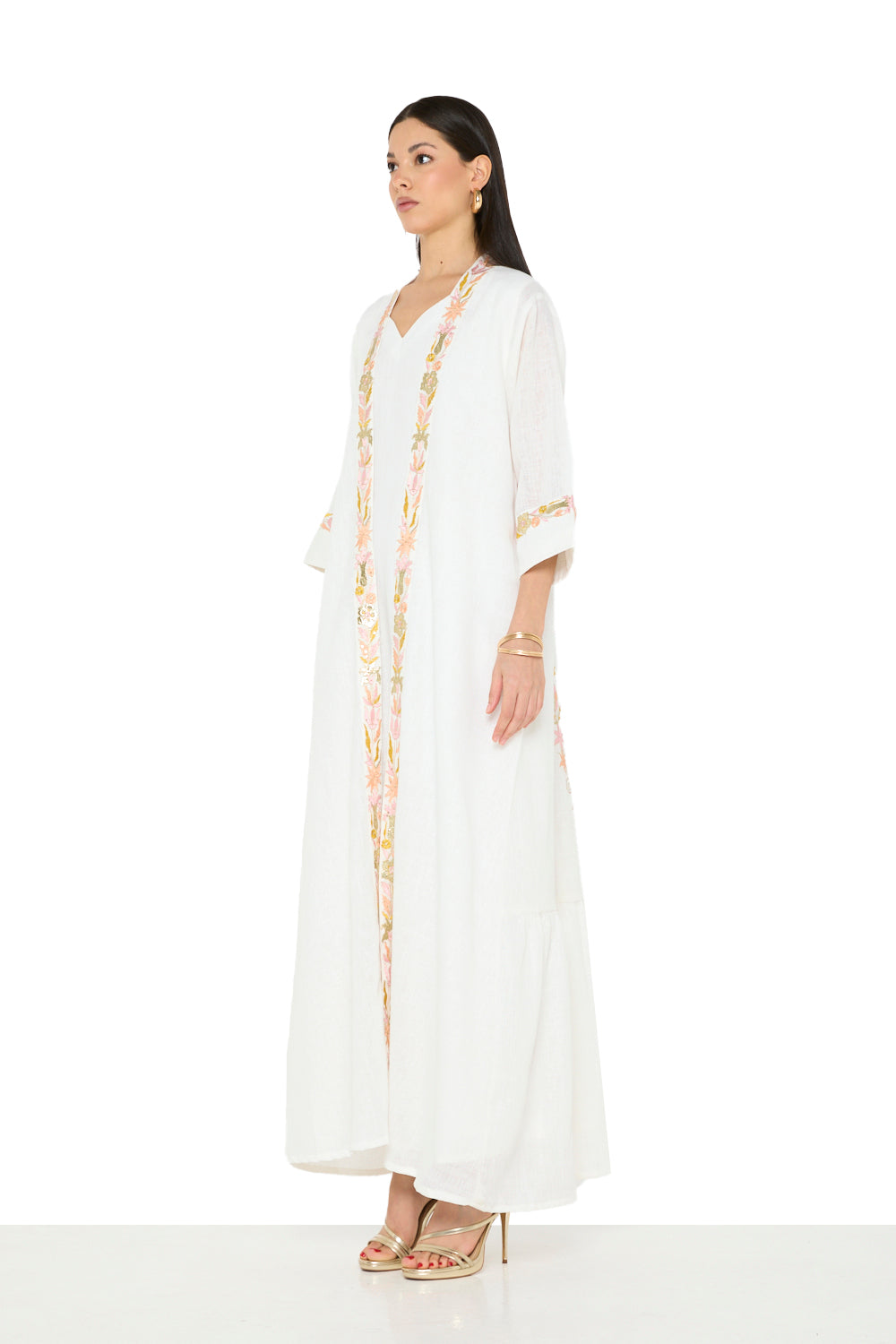 Embroidered Open-Front Jalabiya