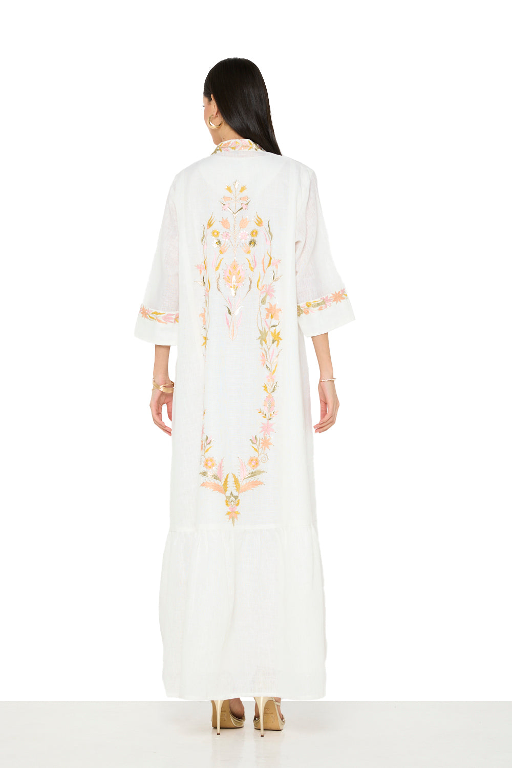 Embroidered Open-Front Jalabiya