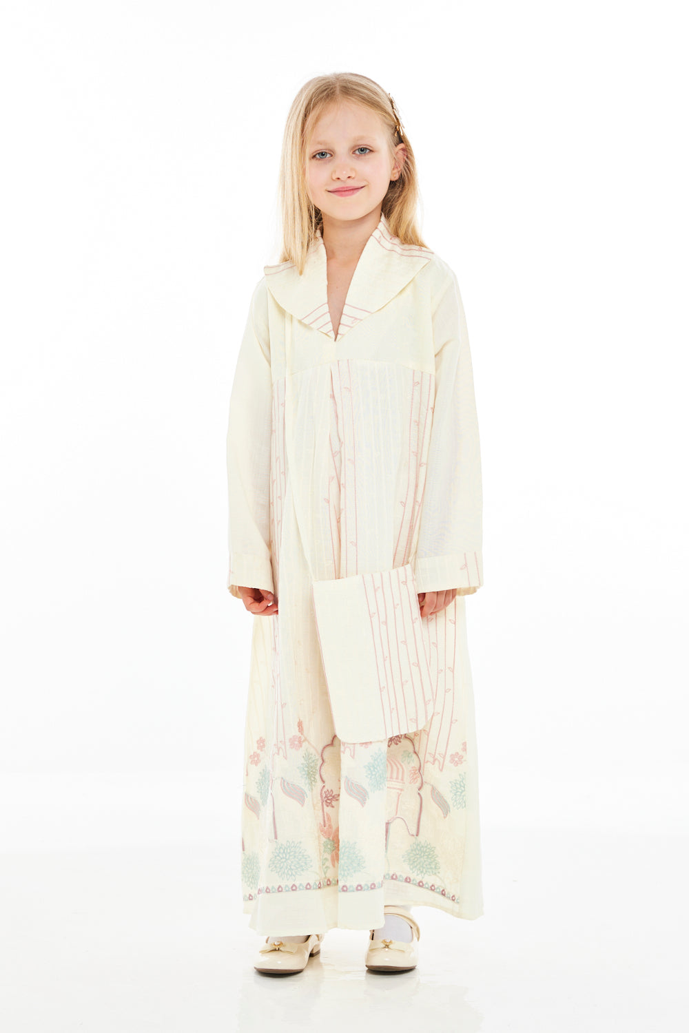 Landscape Embroidered Dress with Crossbody Sling