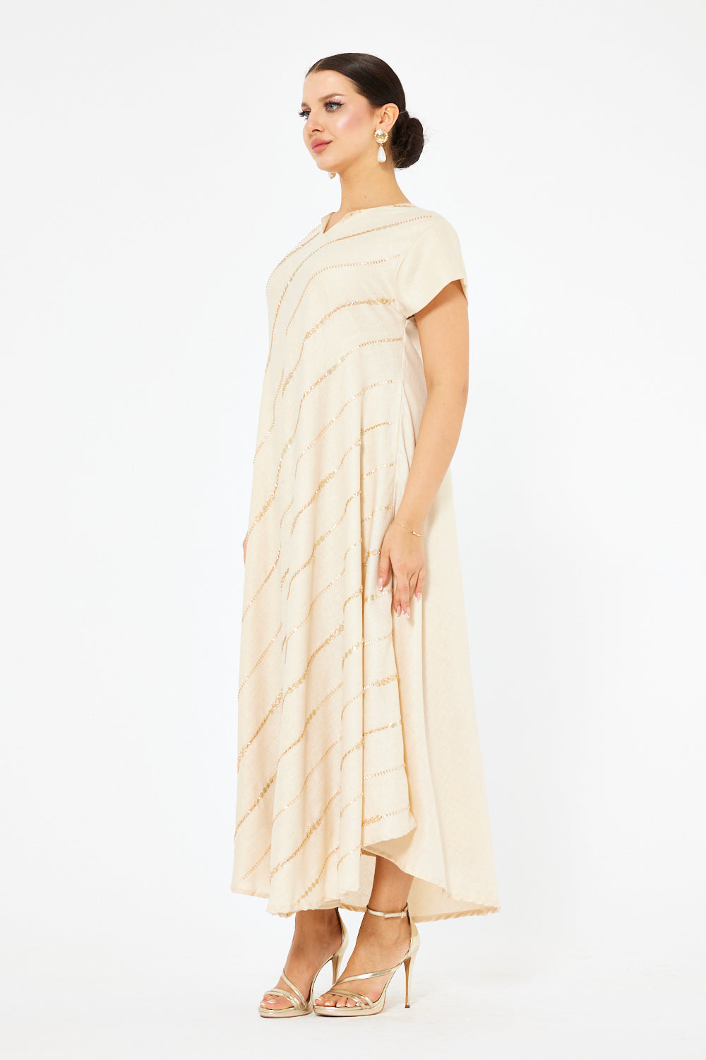 Ivory Diagonal Shimmer Dress
