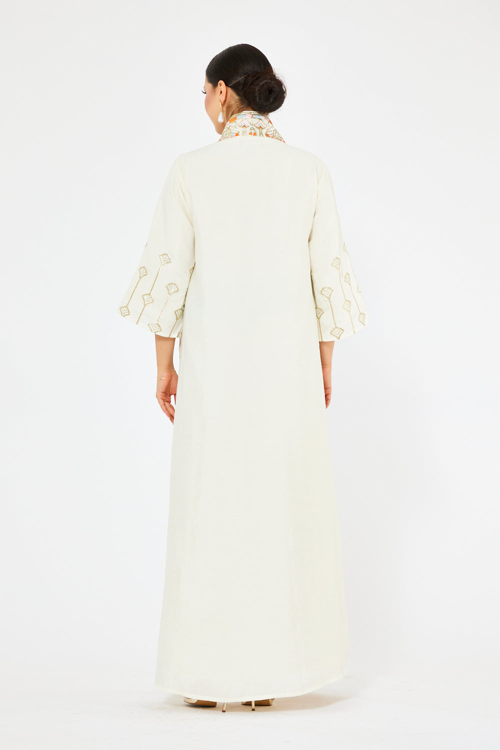 Ornate Embroidered Front-Panel Kaftan