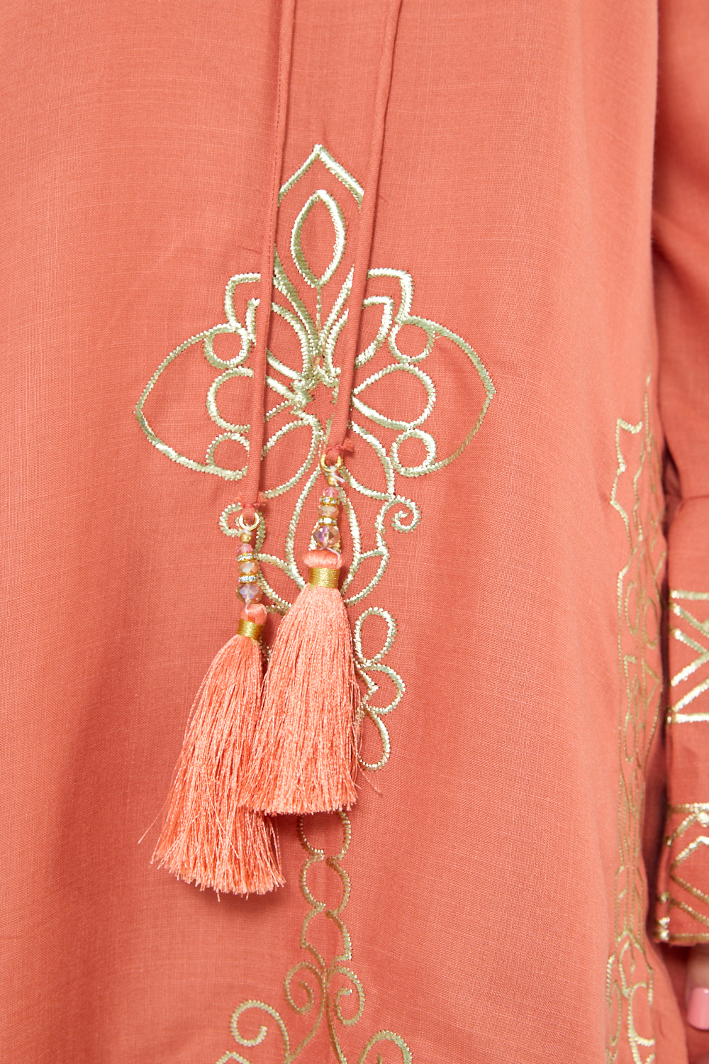 Embroidered Hem Panel Dress