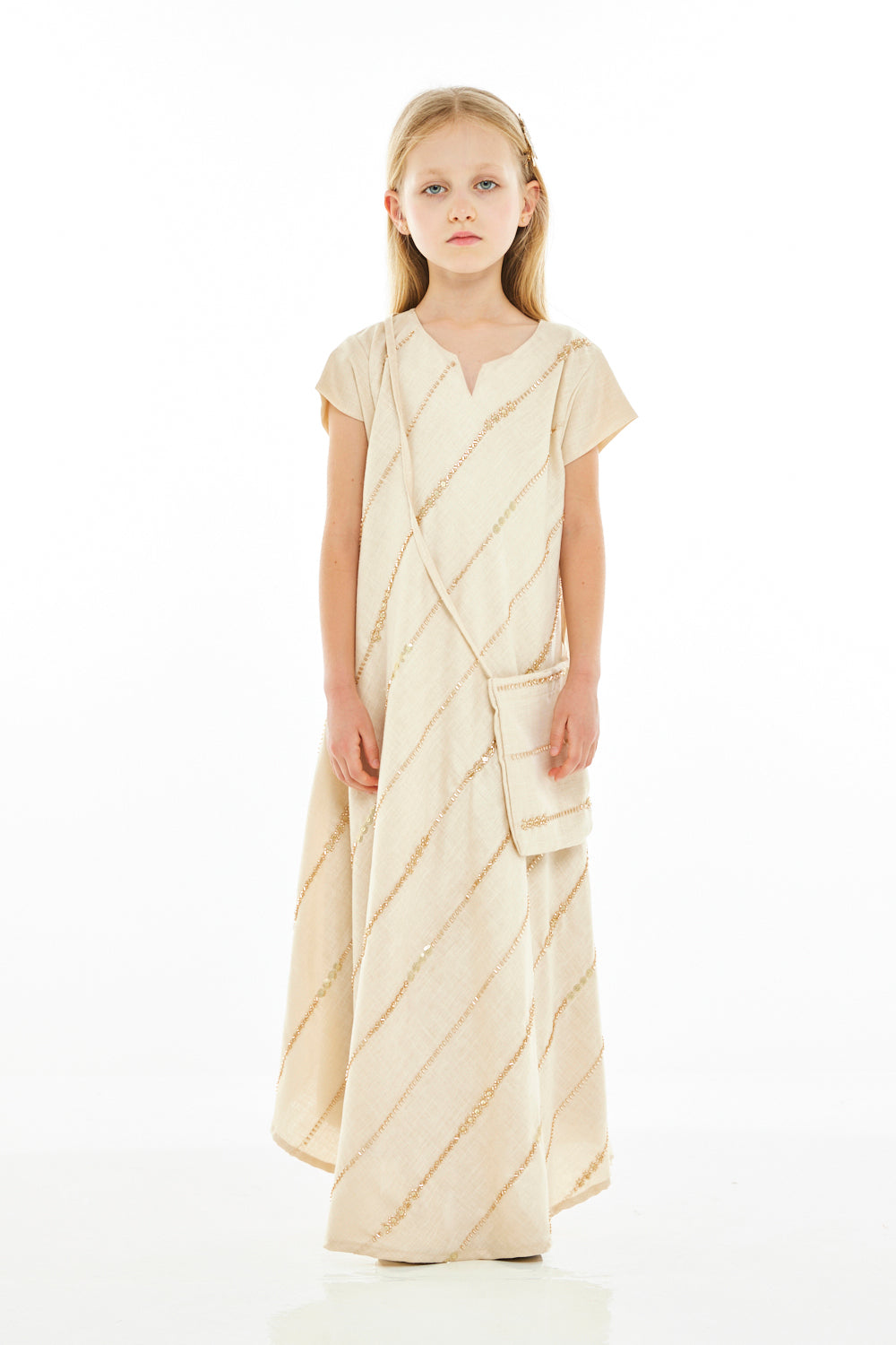 Diagonal Beaded Dress with Crossbody Sling