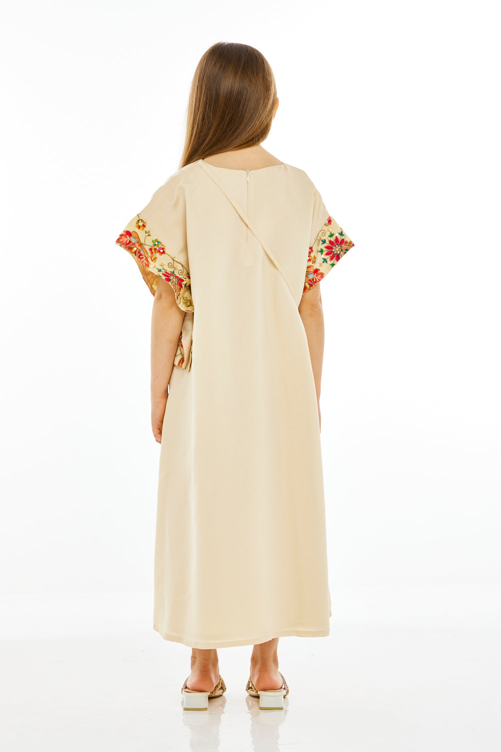 Paisley Motif Embroiderd Dress with Crossbody Sling