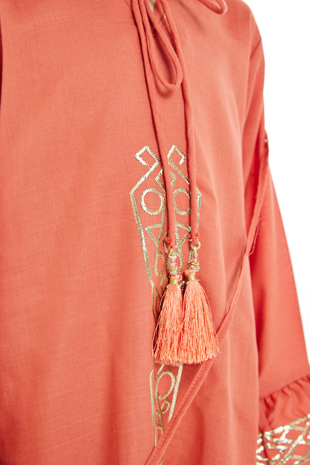 Embroidered Hem Panel Dress with Crossbody Sling