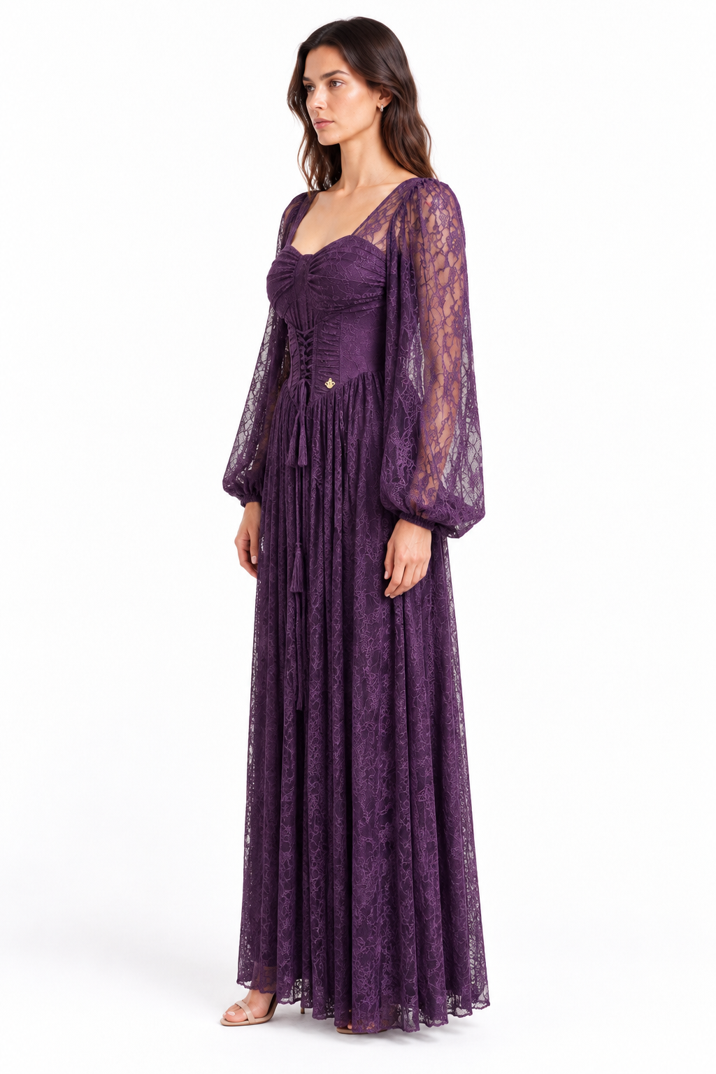 "Elara" Lace Corset Square-Neck Dress