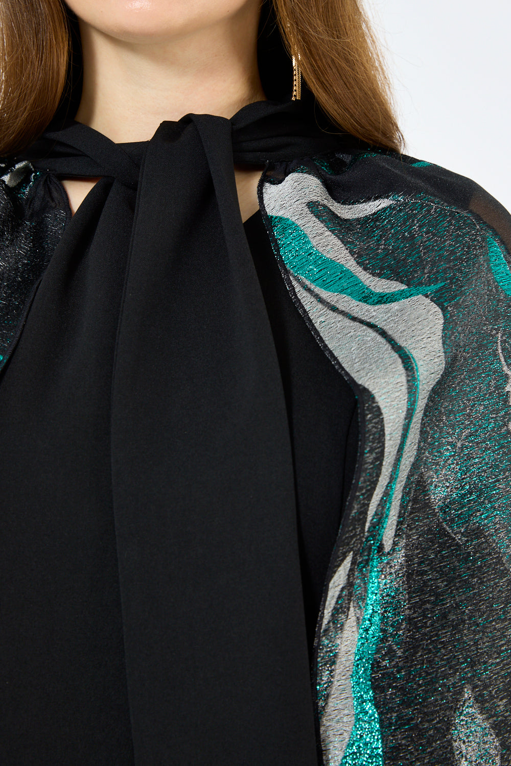 Abstract Metallic Artwork Cape Gown