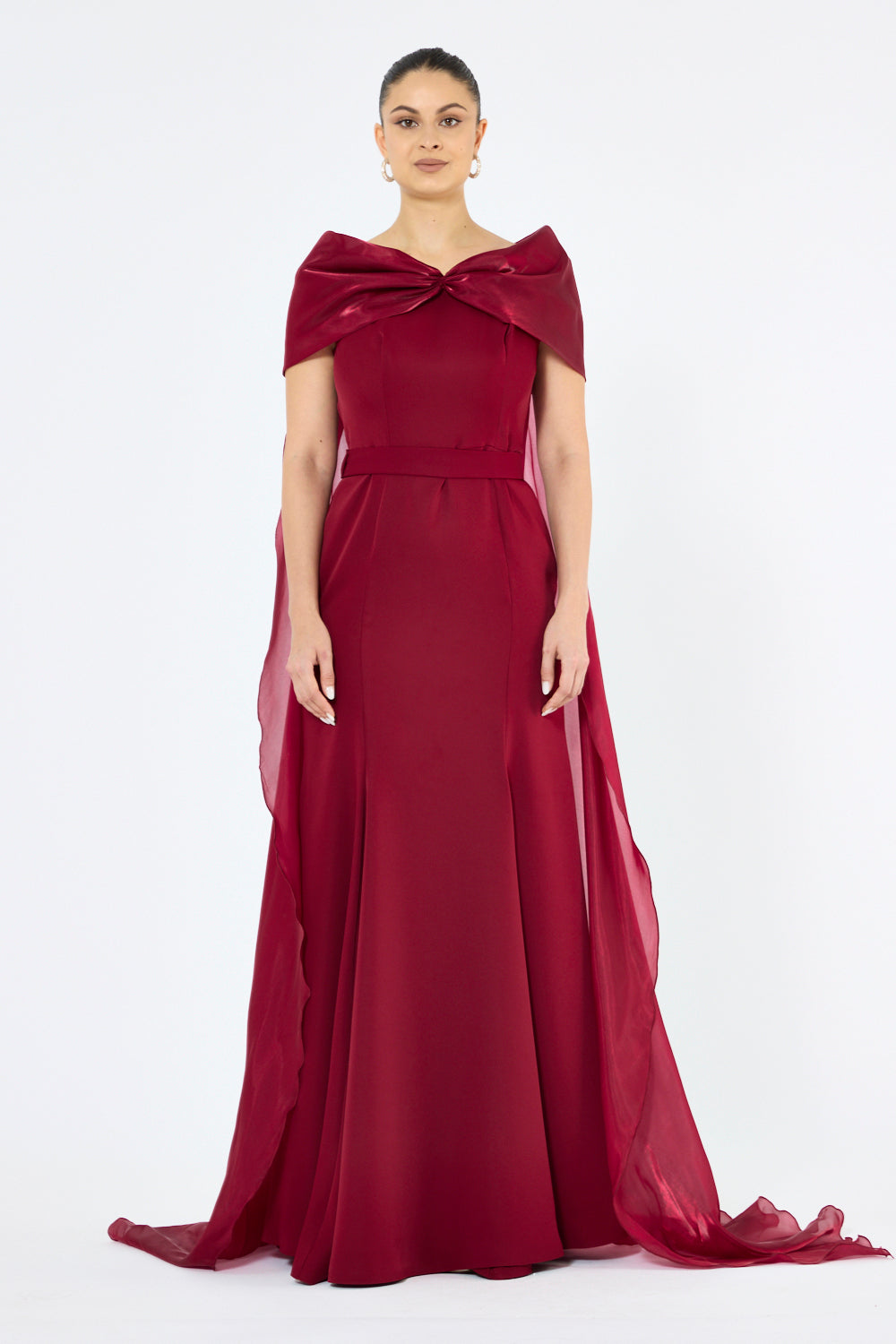Twist Drape Cape Gown