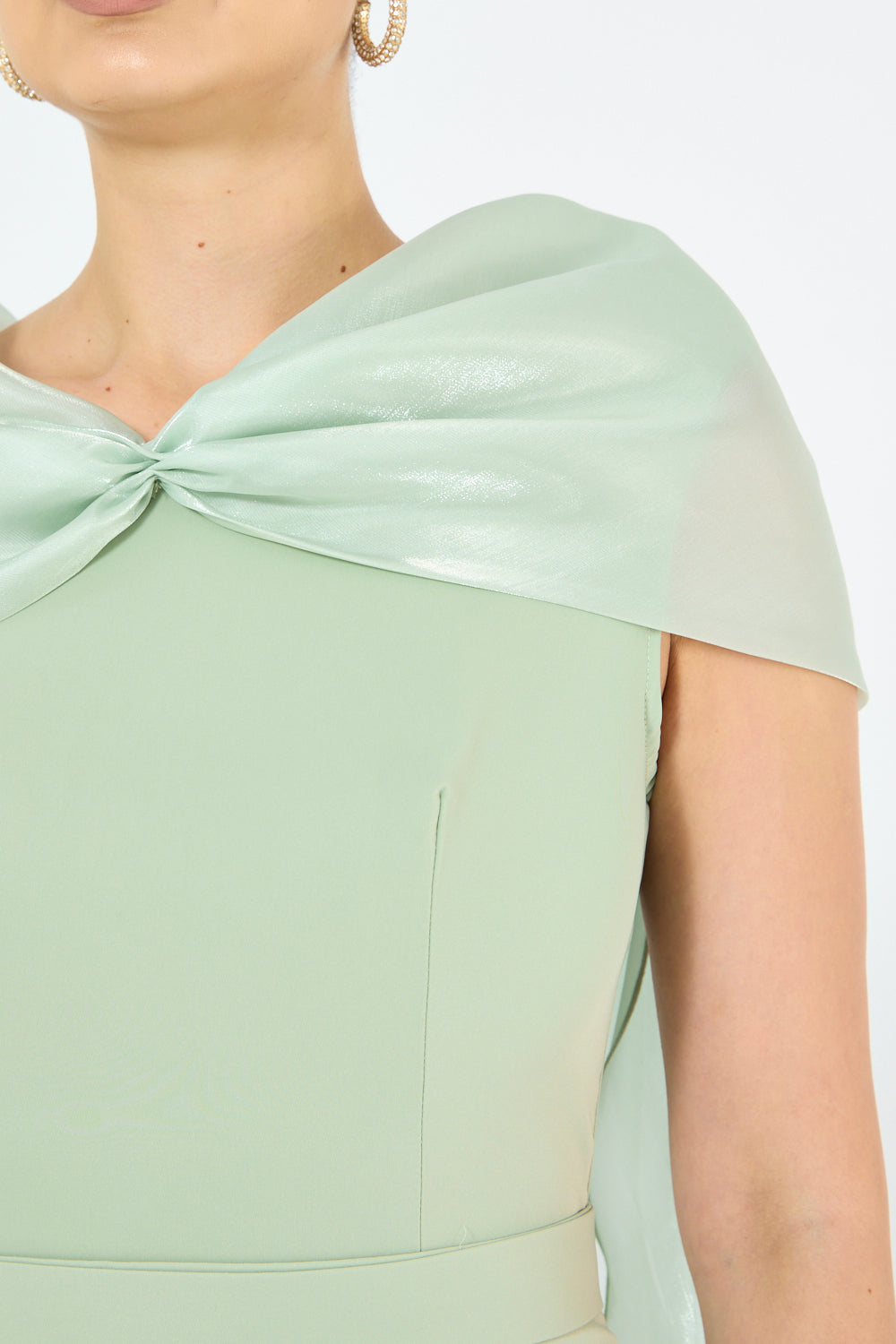 Twist Drape Cape Gown