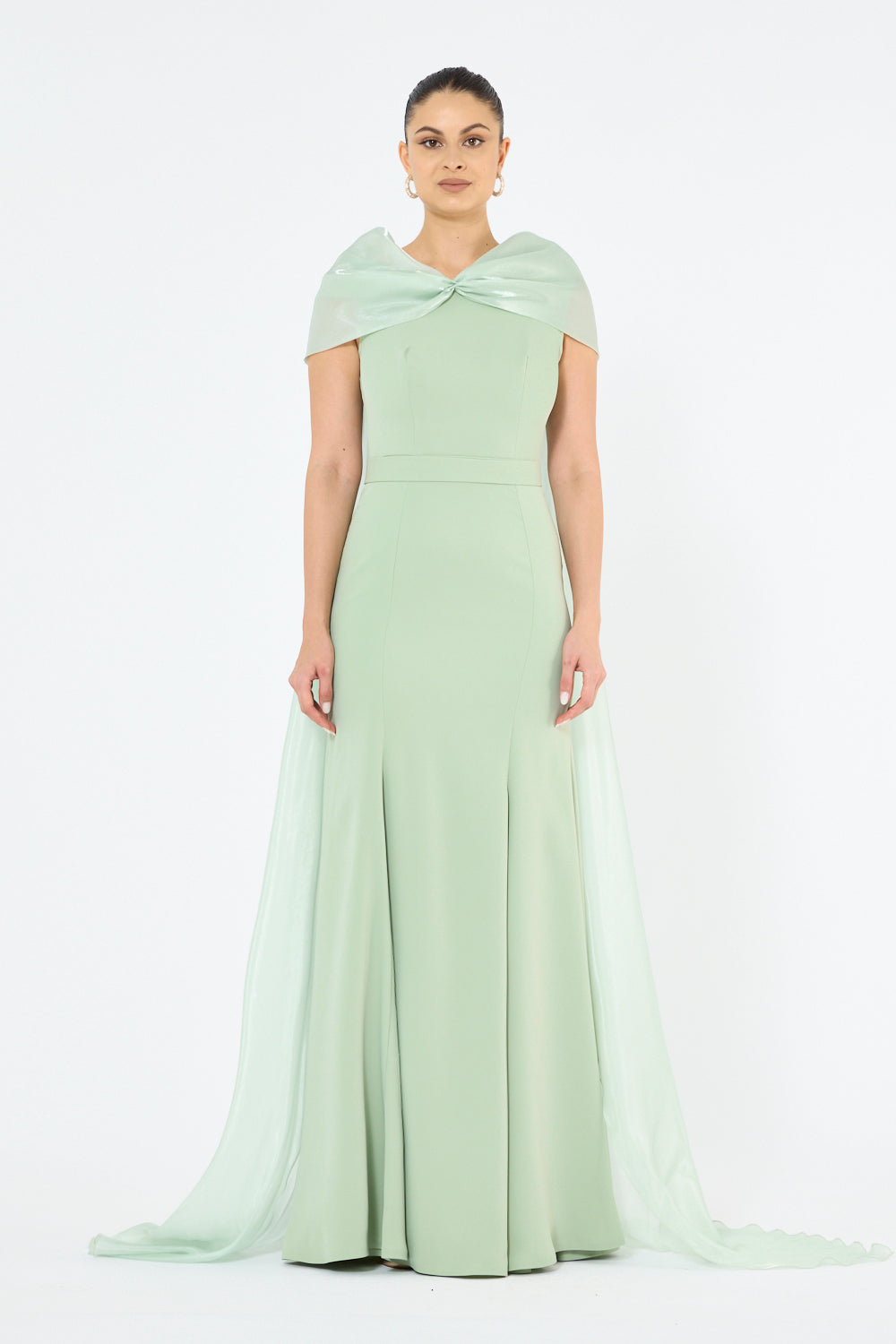 Twist Drape Cape Gown