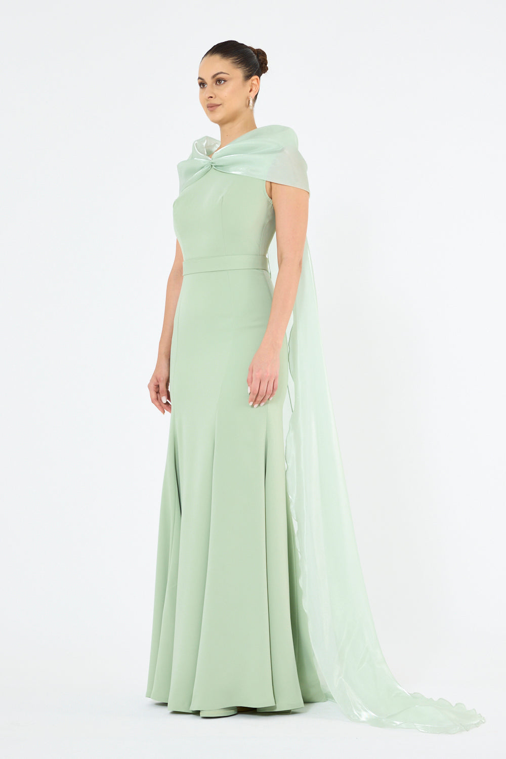 Twist Drape Cape Gown