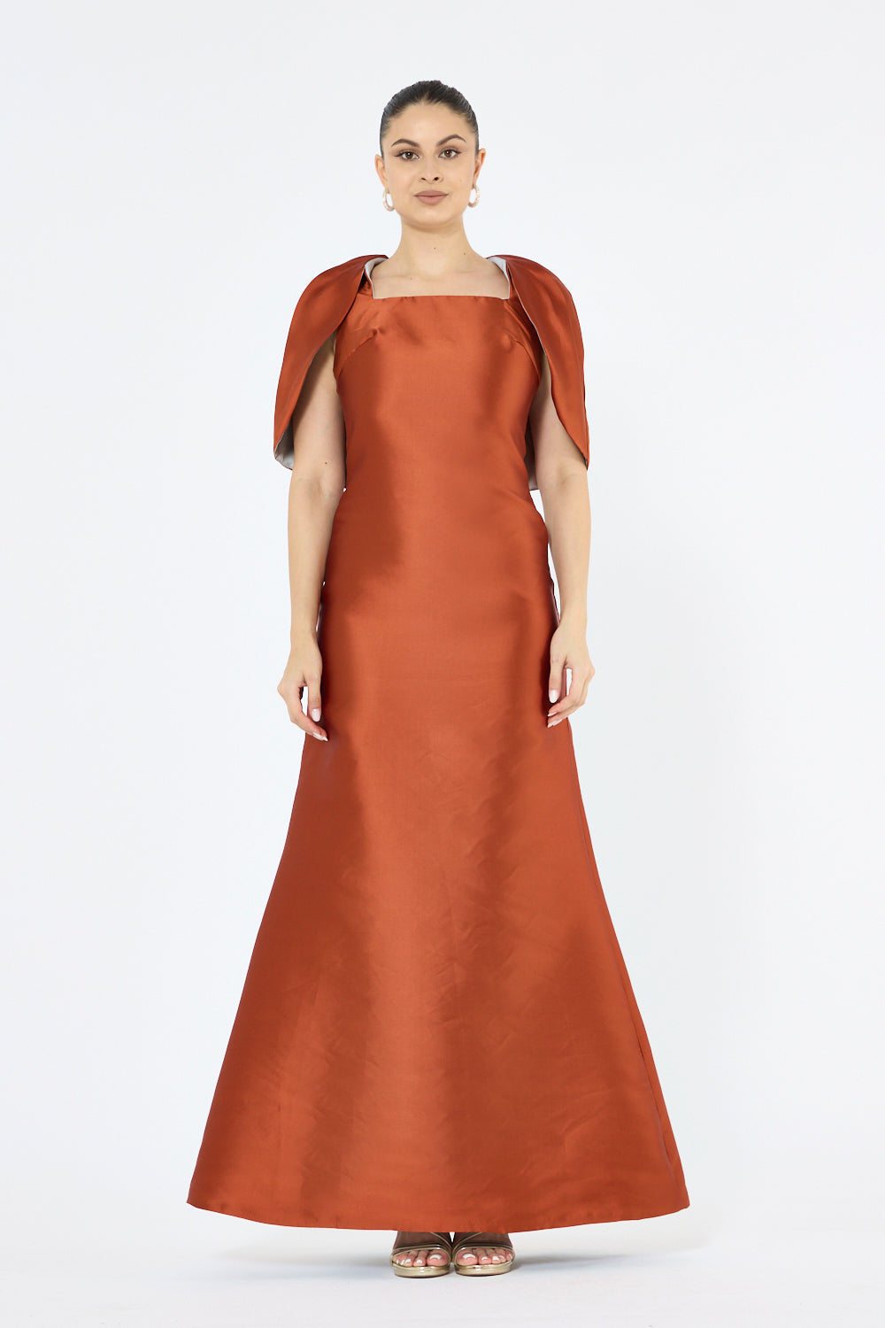 Structured Cape Sleeve A-Line Gown