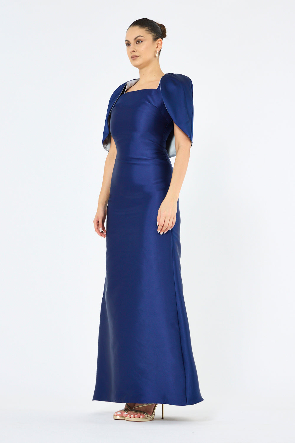 Structured Cape Sleeve A-Line Gown