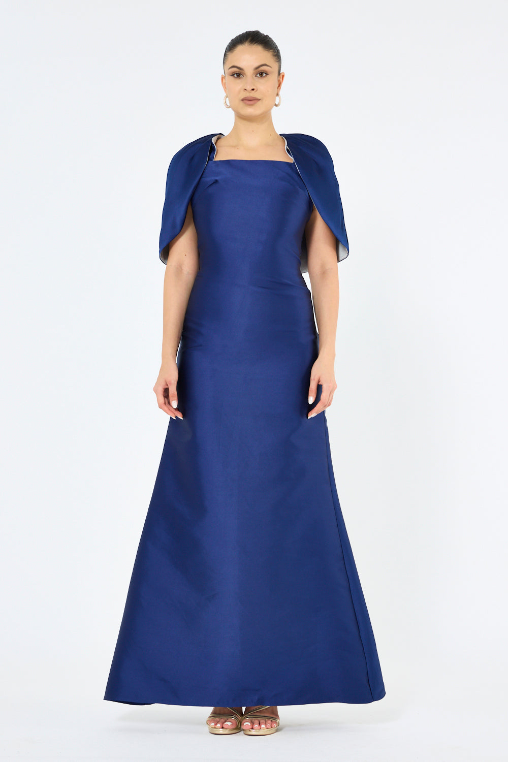 Structured Cape Sleeve A-Line Gown