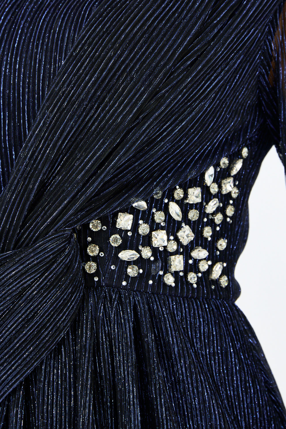 Crisscross Pleated Waist Gown