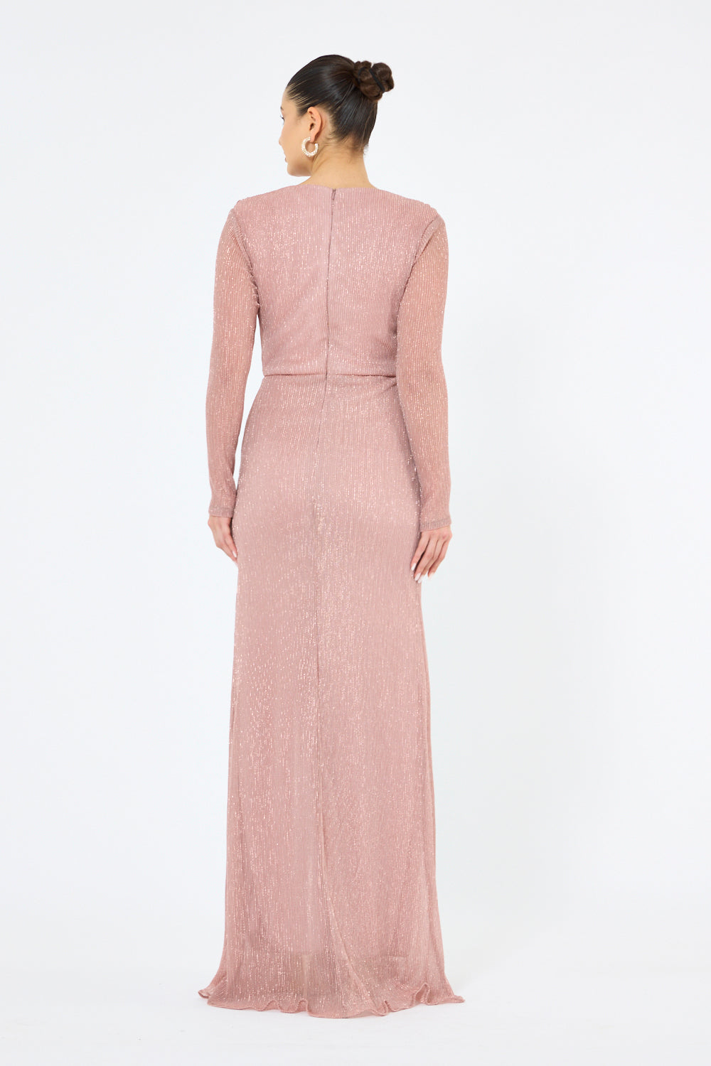 Crisscross Pleated Waist Gown