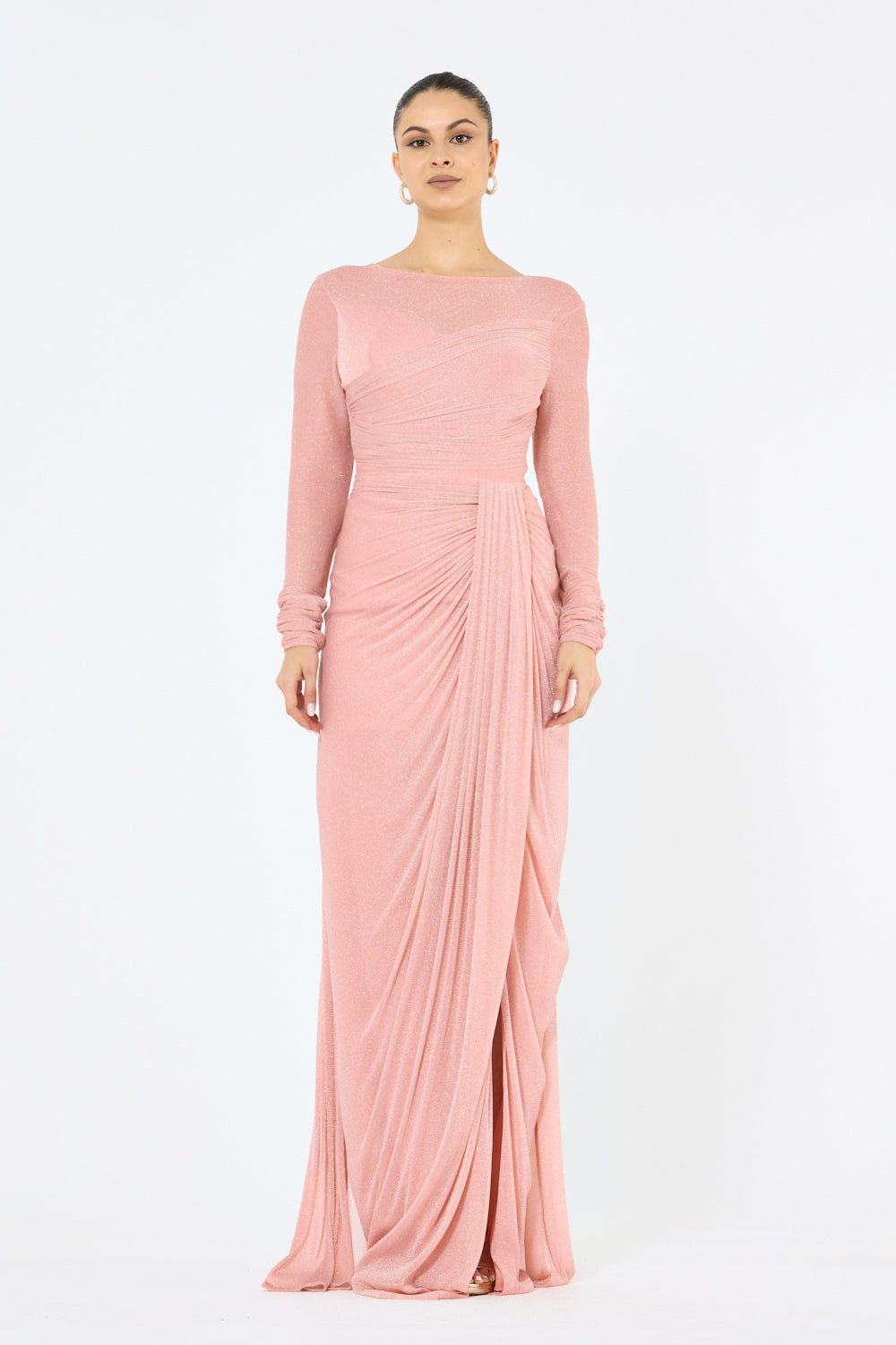 Side Gathered Sheath Gown
