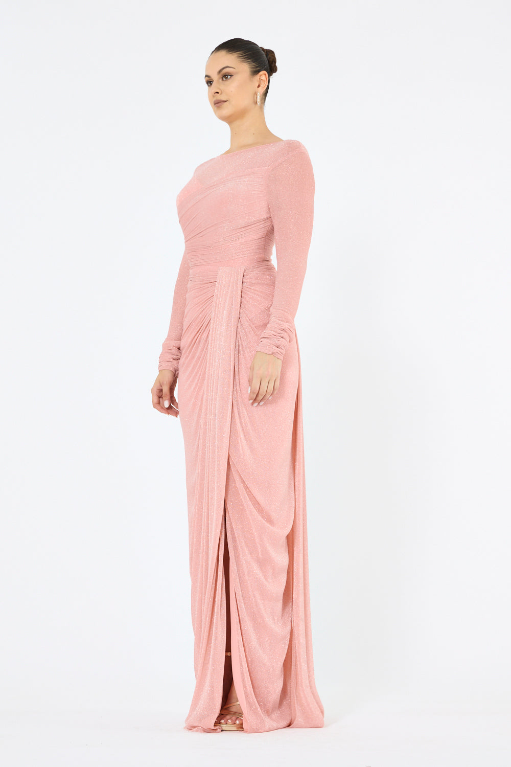 Side Gathered Sheath Gown