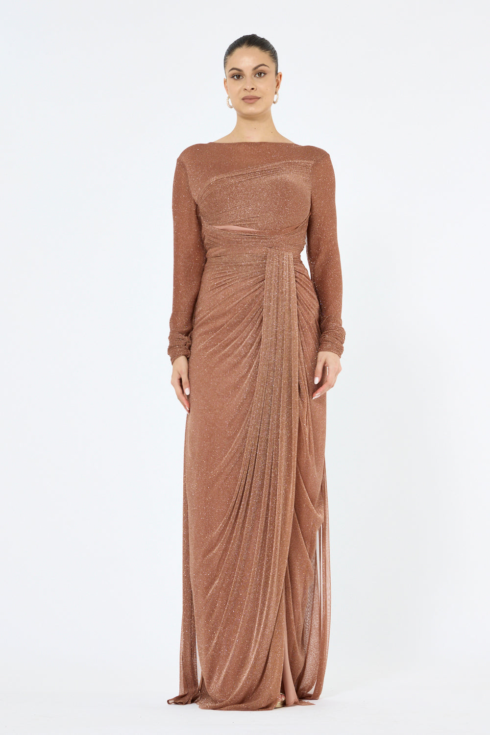 Side Gathered Sheath Gown