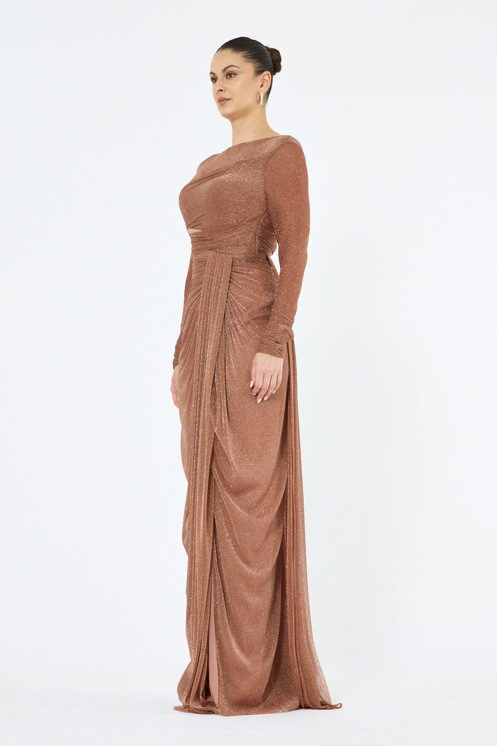 Side Gathered Sheath Gown