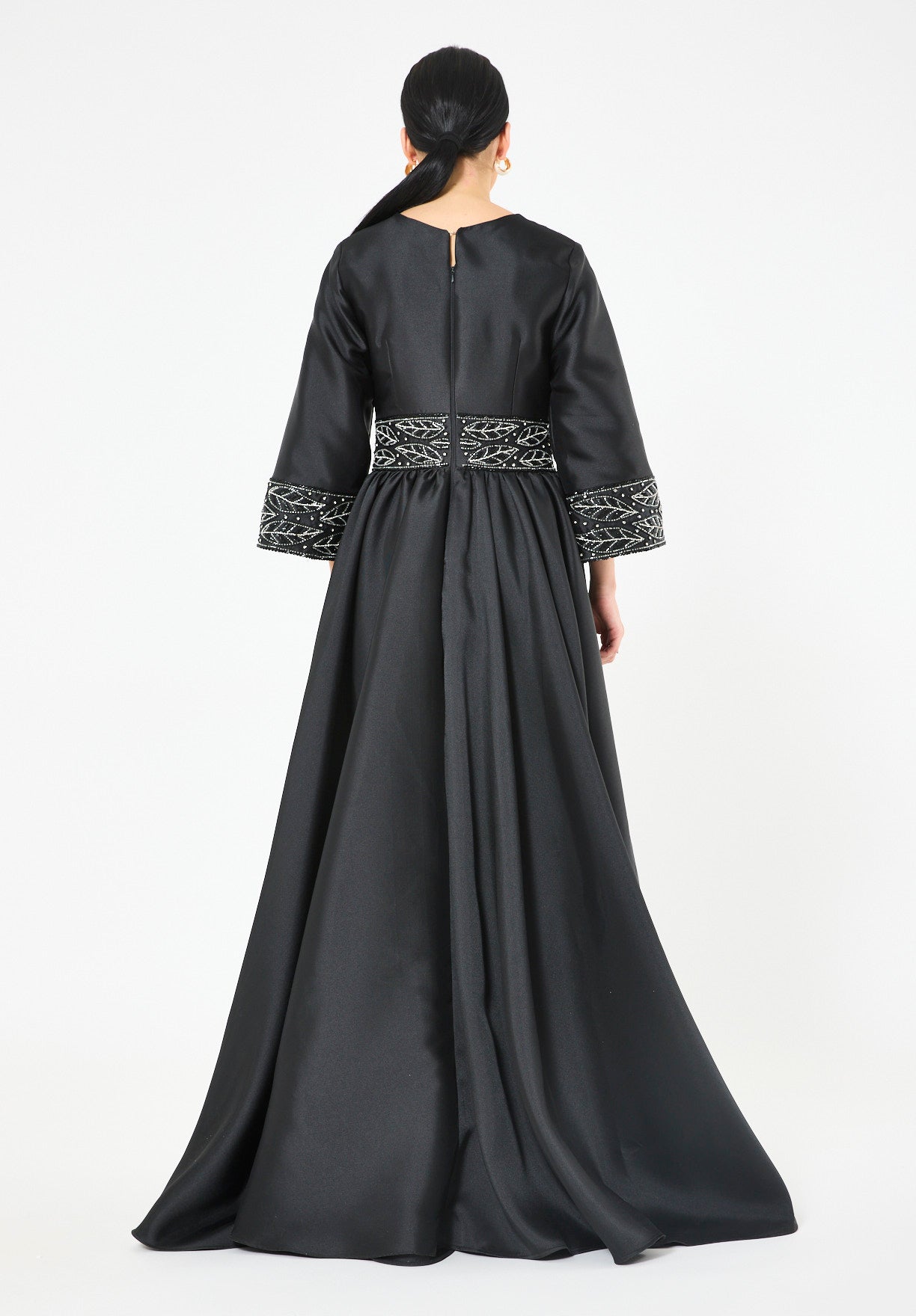 Embroidered Maxi Dress with Wide Sleeves
