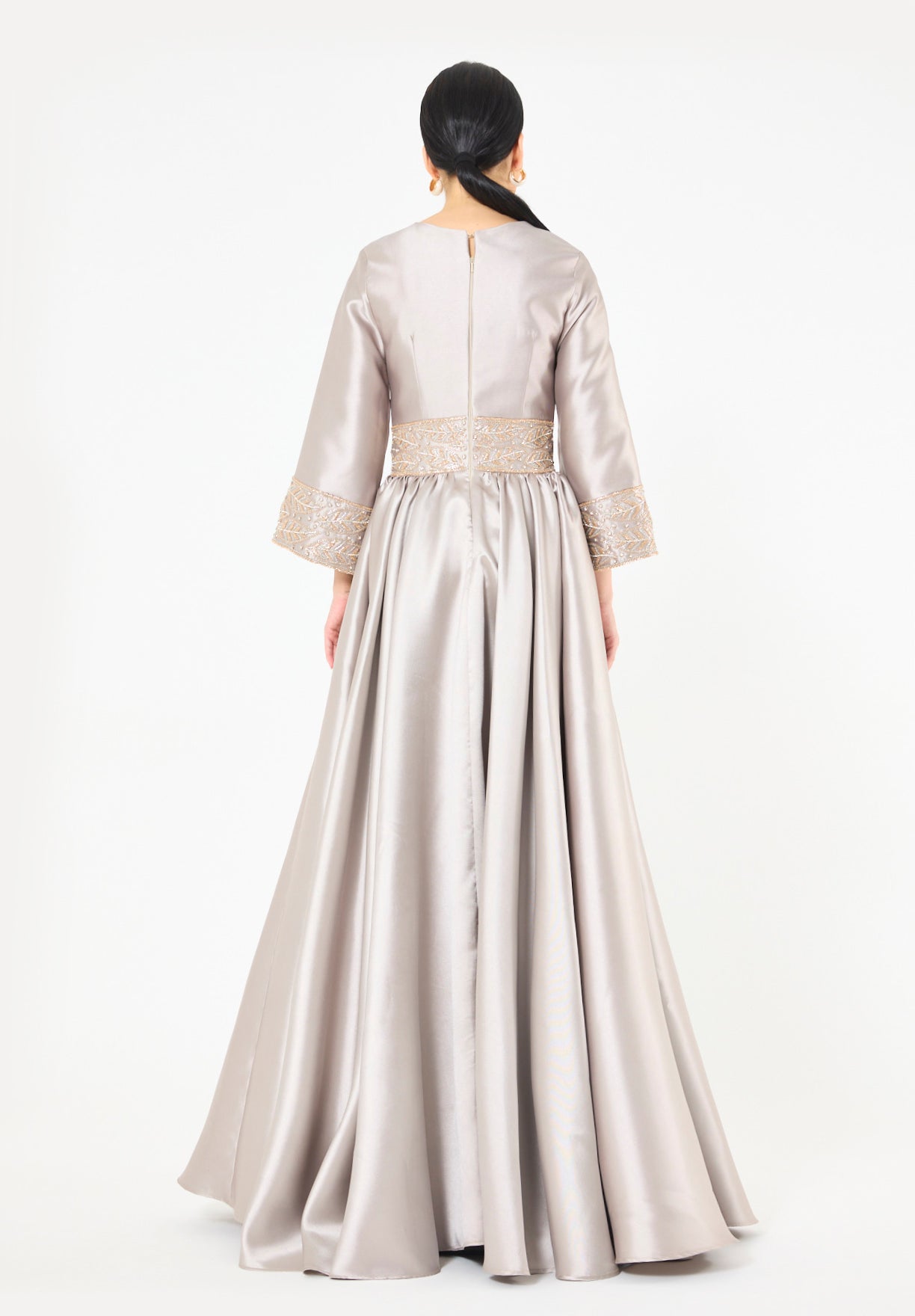 Embroidered Maxi Dress with Wide Sleeves