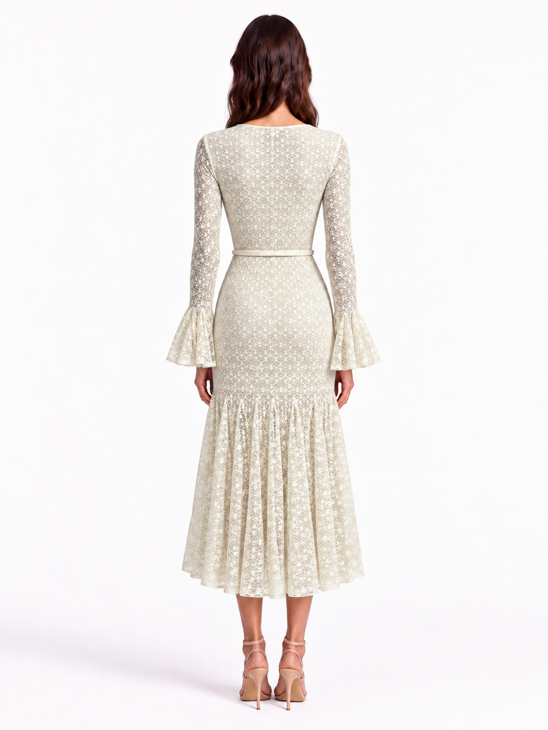 "Elara" Boat-Neck Bell Sleeve Dress