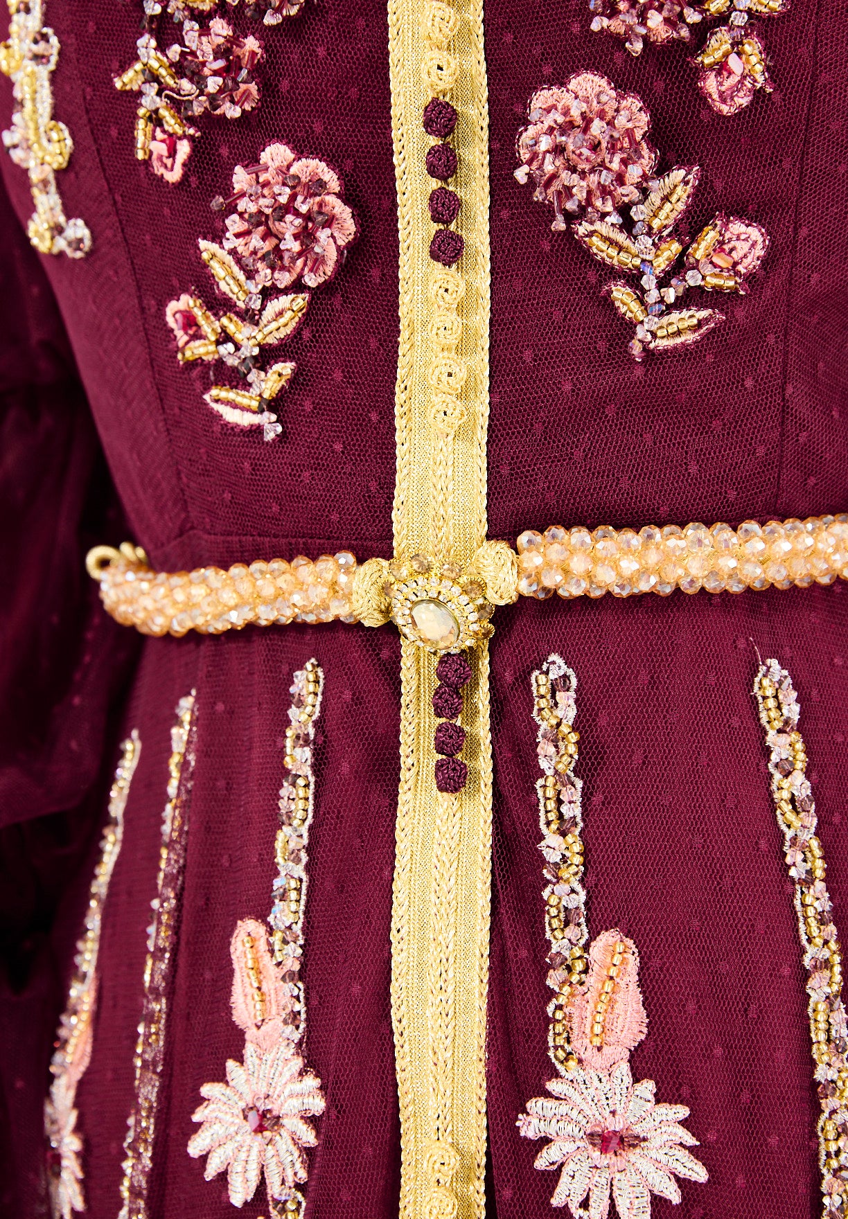 Embroidered Accents Gown with Layered Sleeves