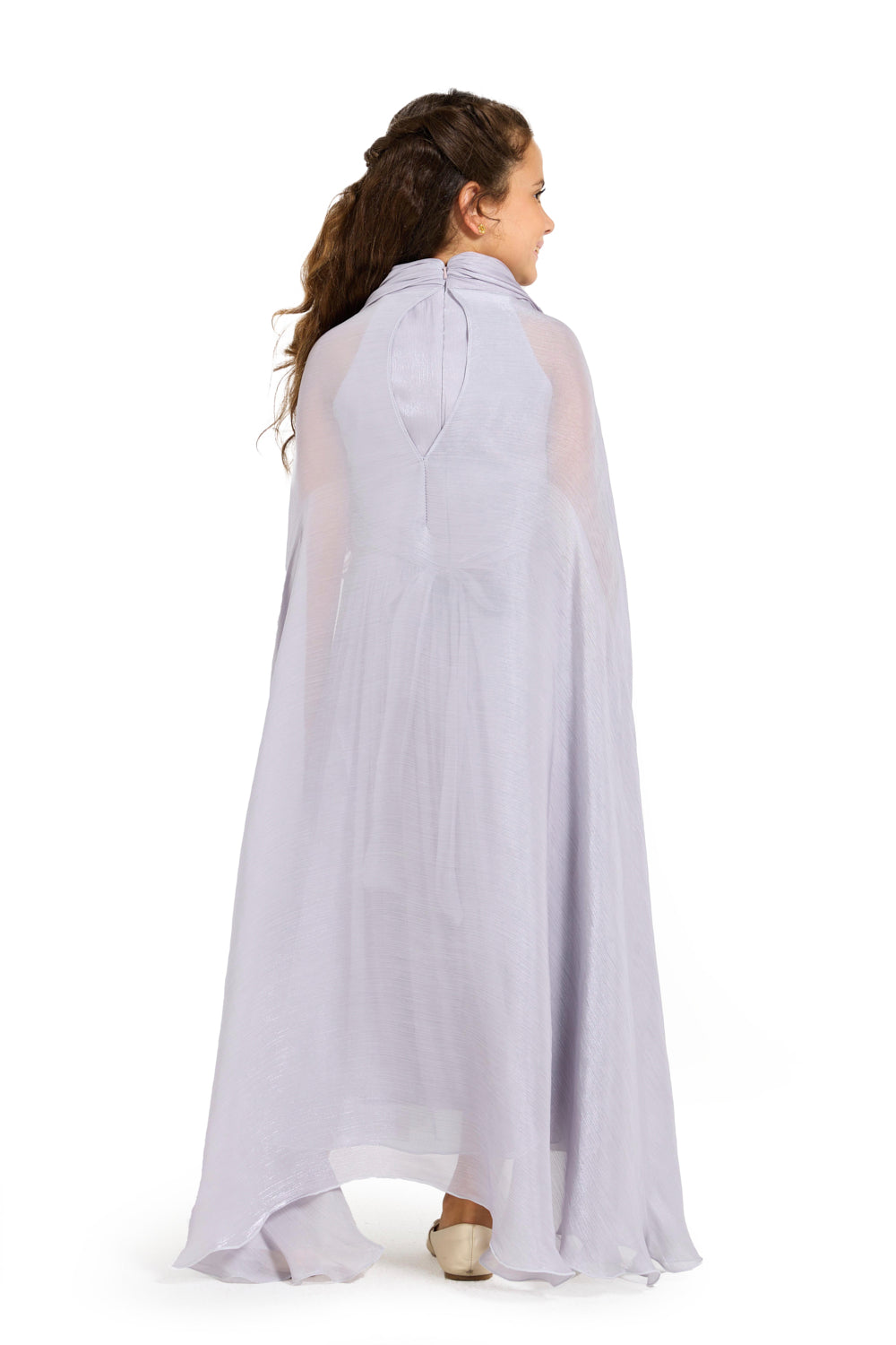 Gathered Soft Shine Cape Dress