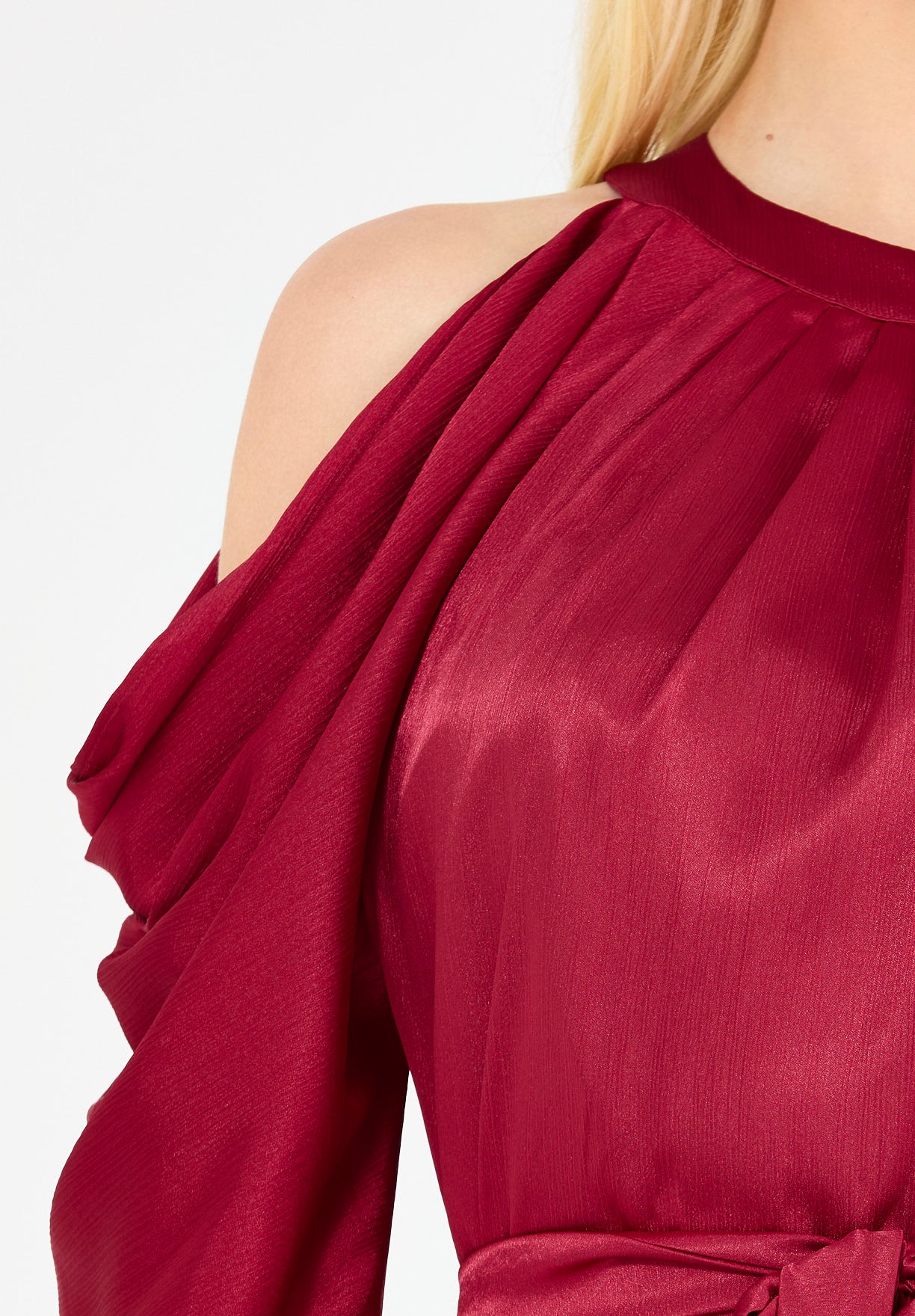 Statement Sleeves Cold-Shoulder Gown