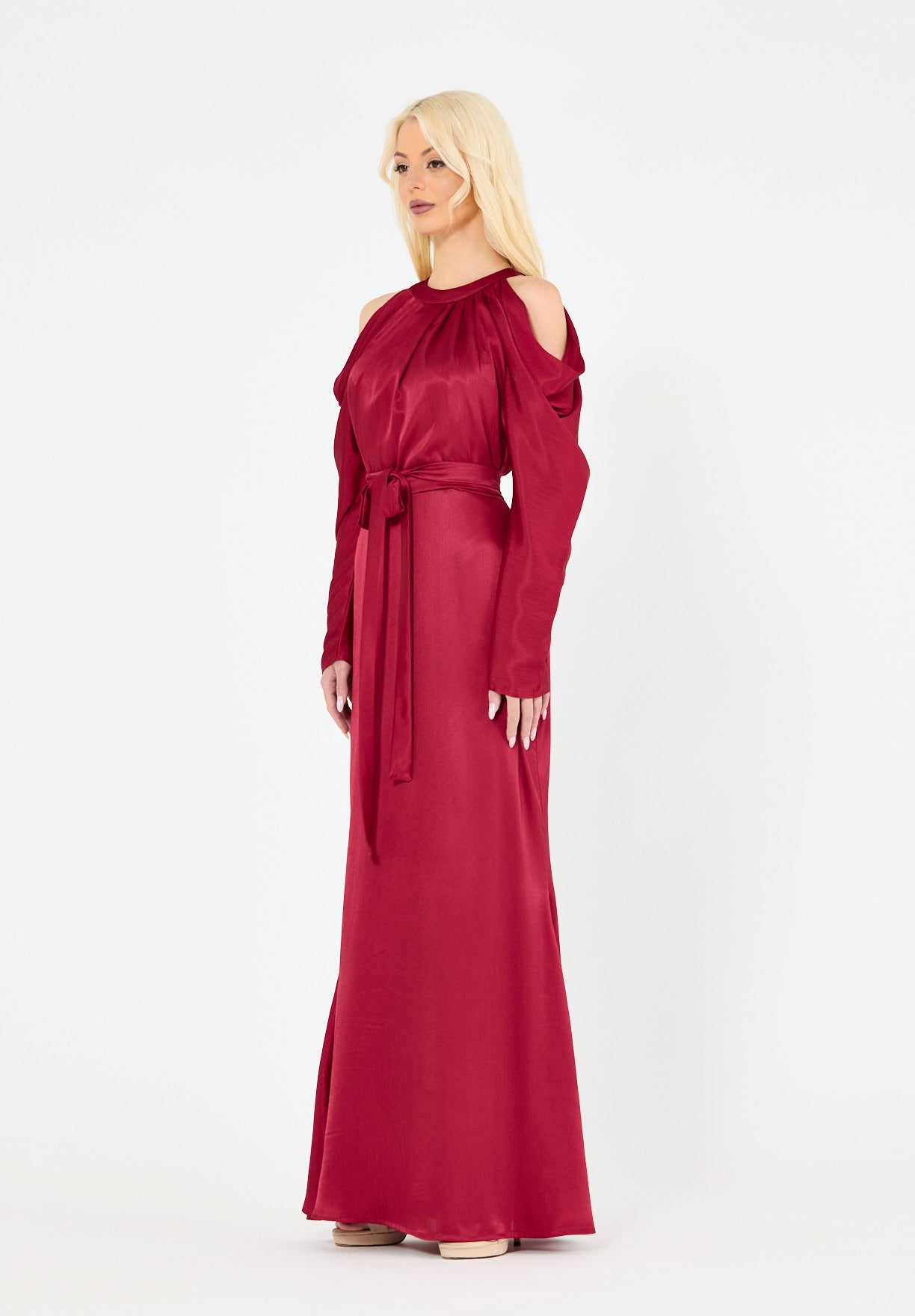 Statement Sleeves Cold-Shoulder Gown