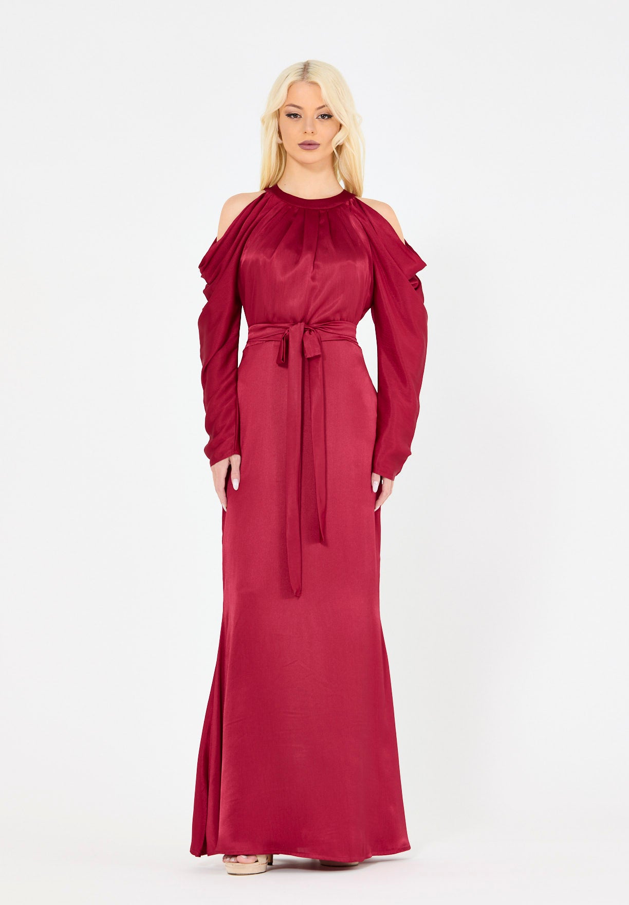 Statement Sleeves Cold-Shoulder Gown