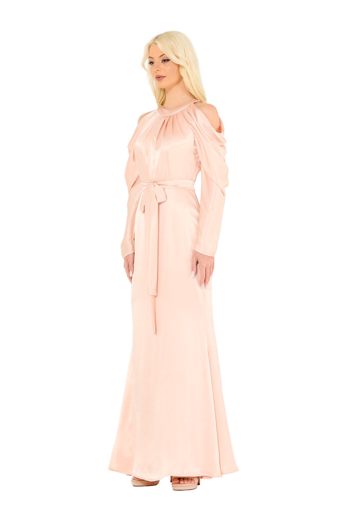 Statement Sleeves Cold-Shoulder Gown