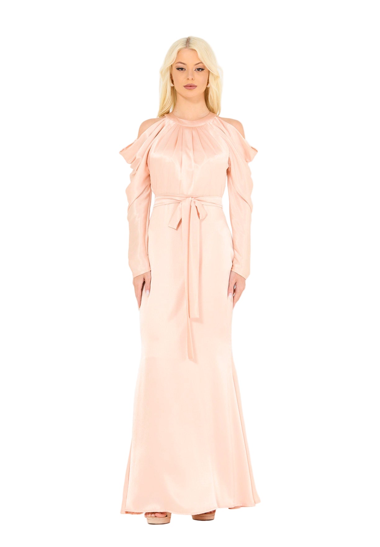 Statement Sleeves Cold-Shoulder Gown