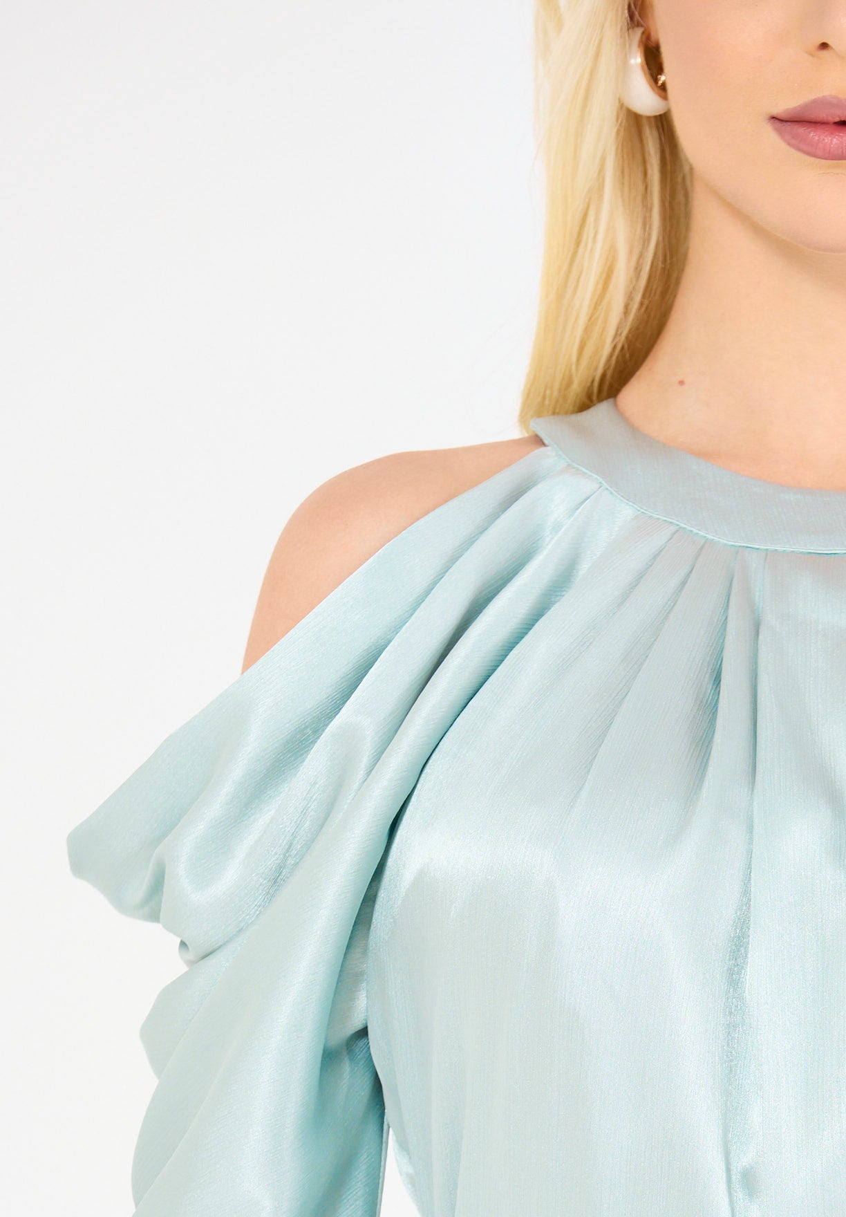Statement Sleeves Cold-Shoulder Gown
