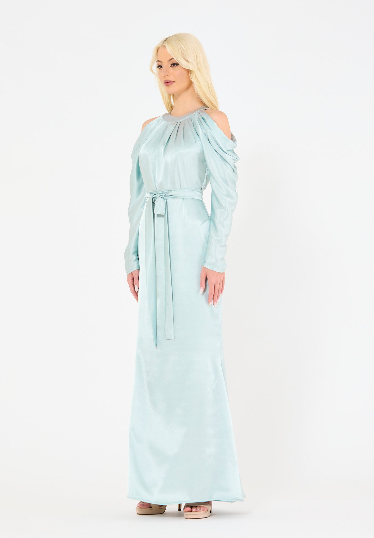 Statement Sleeves Cold-Shoulder Gown
