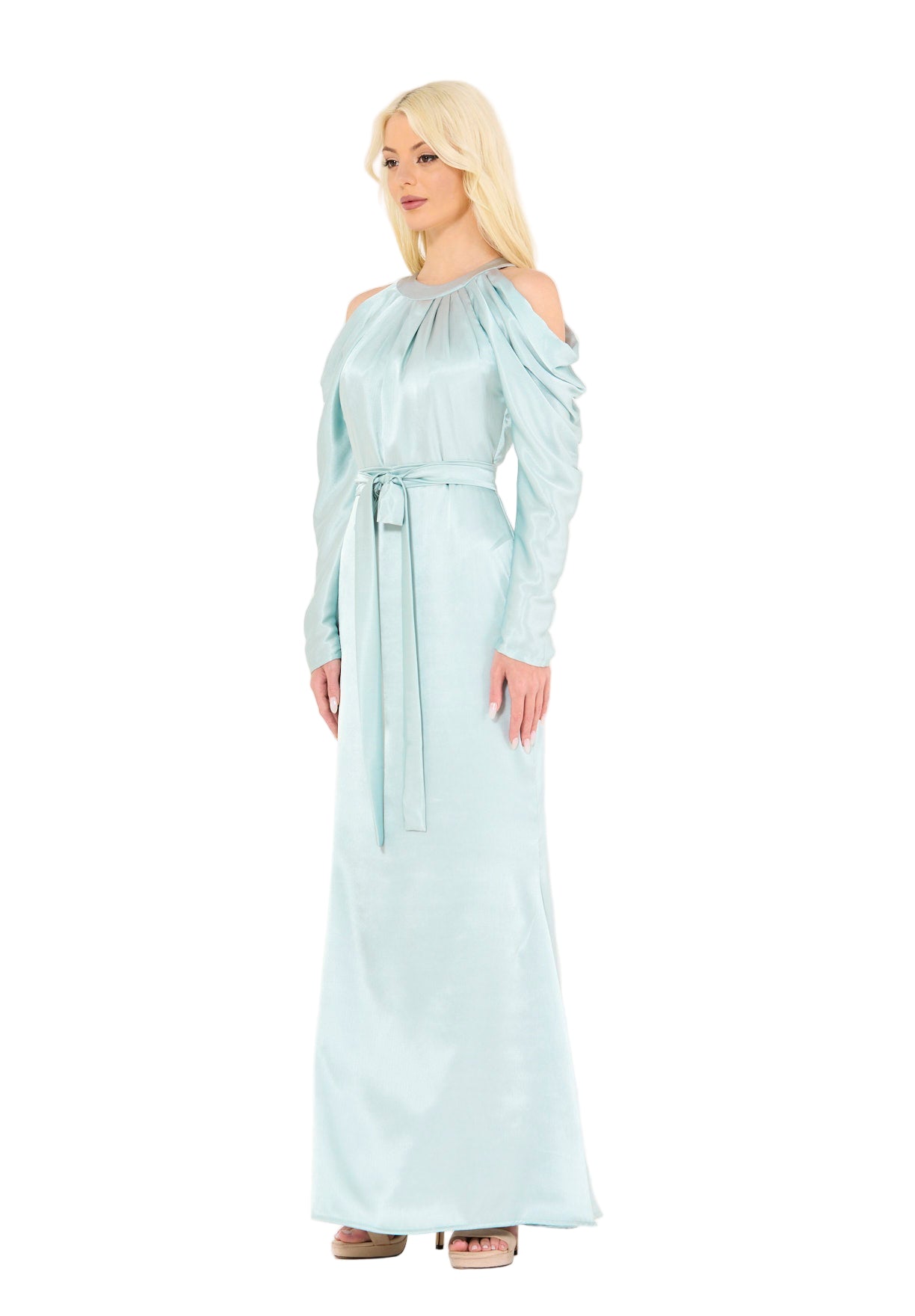 Statement Sleeves Cold-Shoulder Gown