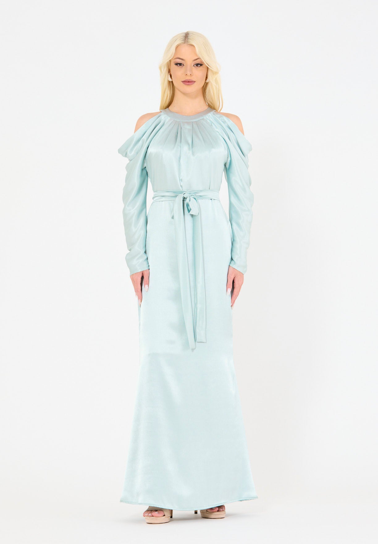 Statement Sleeves Cold-Shoulder Gown