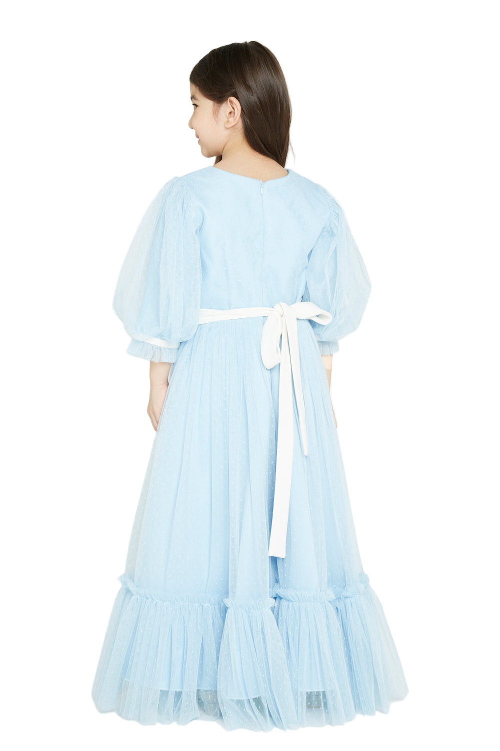 Balloon Sleeve Celestial Tulle Gown